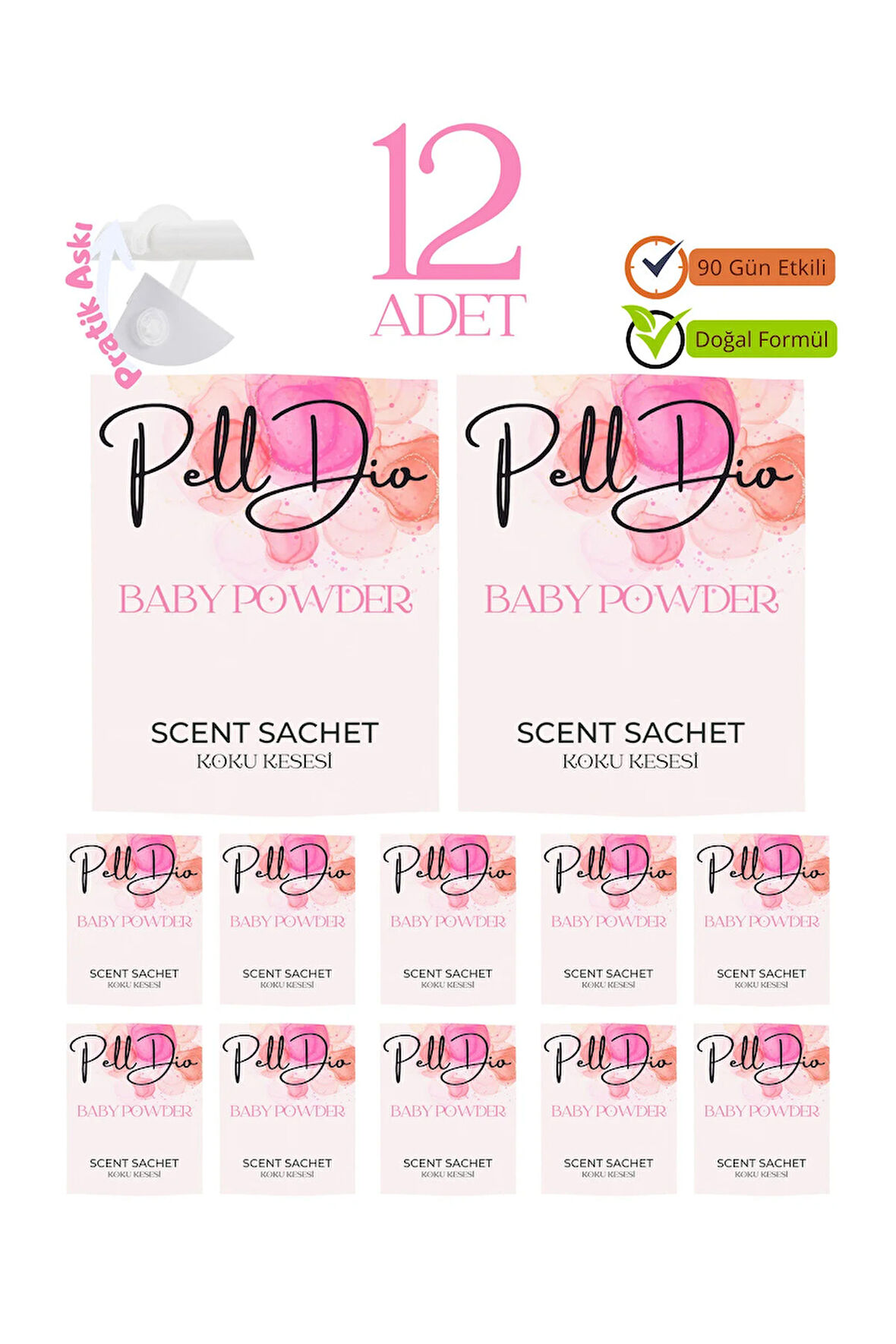 12'li Bebek Pudrası Ayakkabılık Dolap Ve Çekmece Parfümlü Kese Kokusu Oda Koku Kesesi