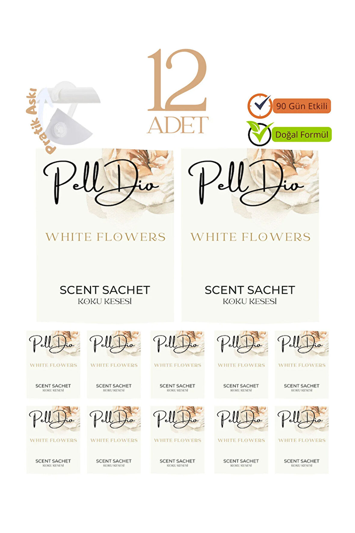 12'li Beyaz Çiçekler Ayakkabılık Dolap Ve Çekmece Parfümlü Kese Kokusu Oda Koku Kesesi