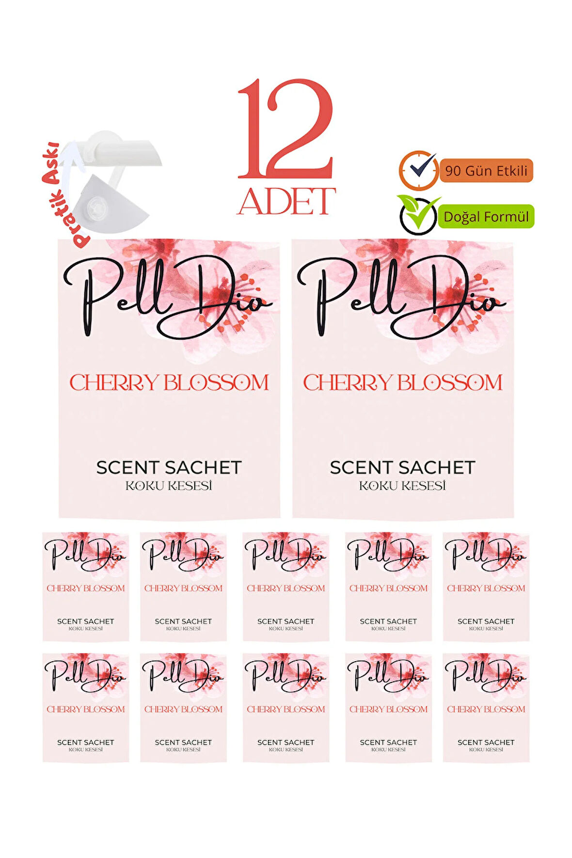 12'li Kiraz Çiçeği Ayakkabılık Dolap Ve Çekmece Parfümlü Kese Kokusu Oda Koku Kesesi