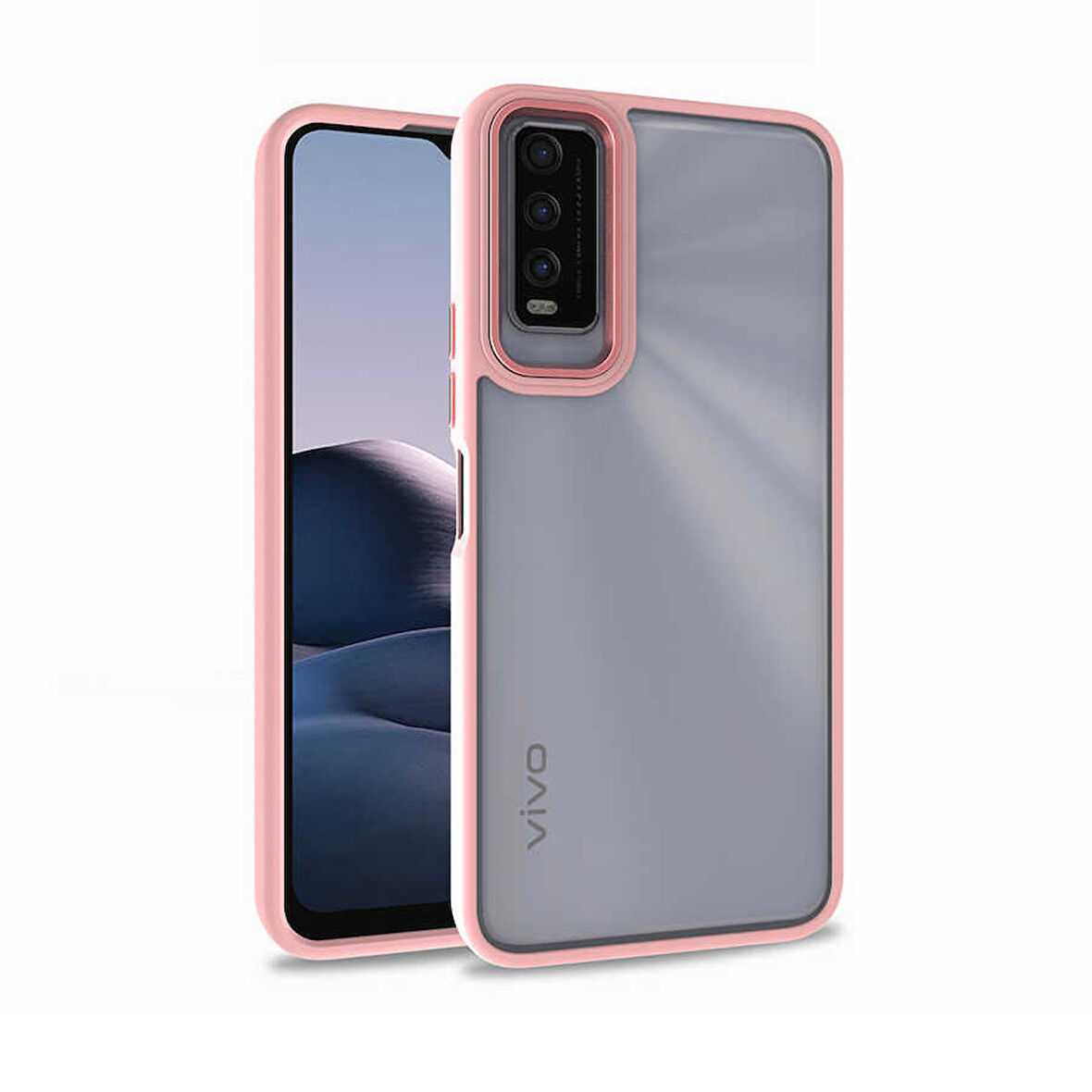 Gpack Vivo Y11S  Kılıf Flora Sert Silikon Arkası Cam Şeffaf