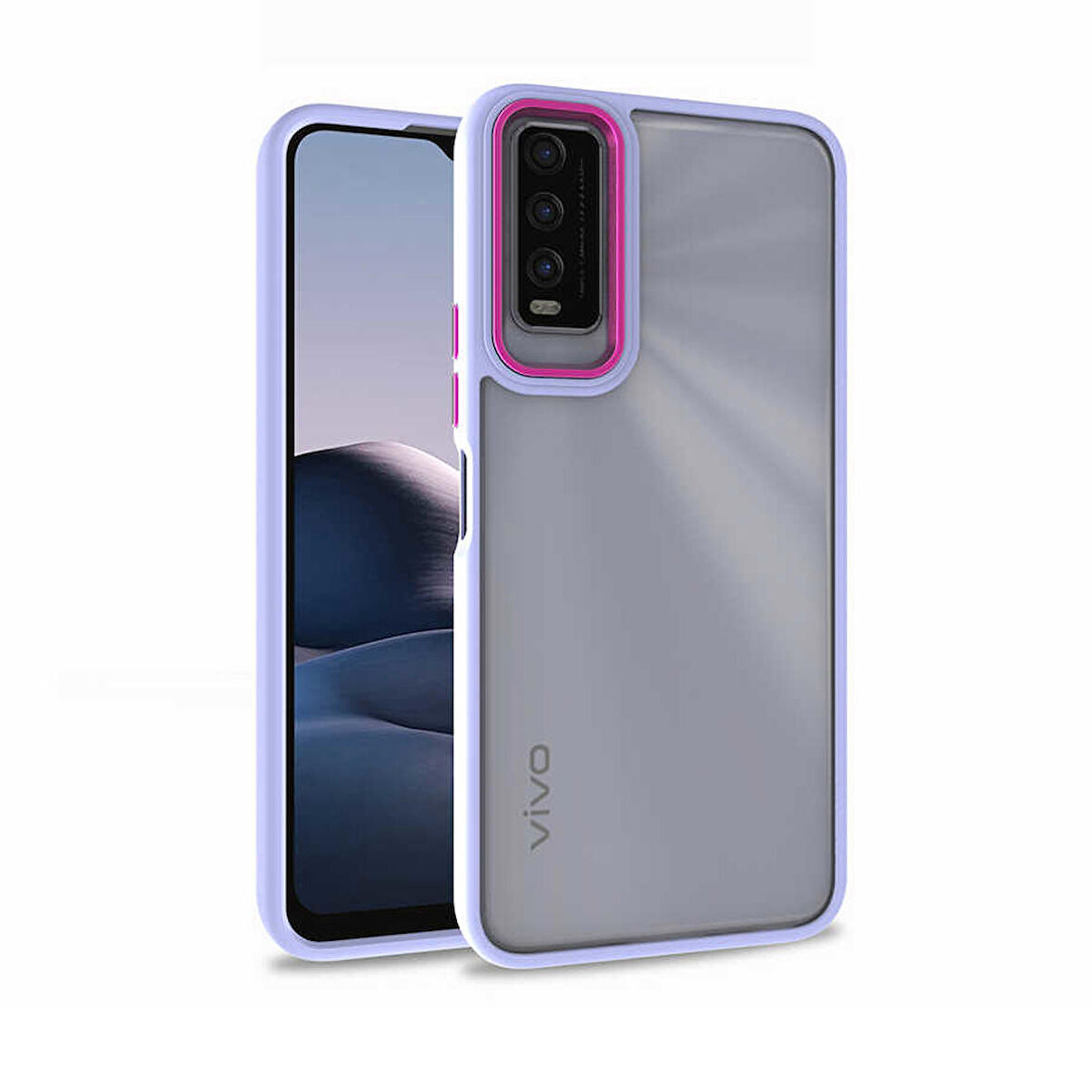 Gpack Vivo Y20 Kılıf Flora Sert Silikon Arkası Cam Şeffaf
