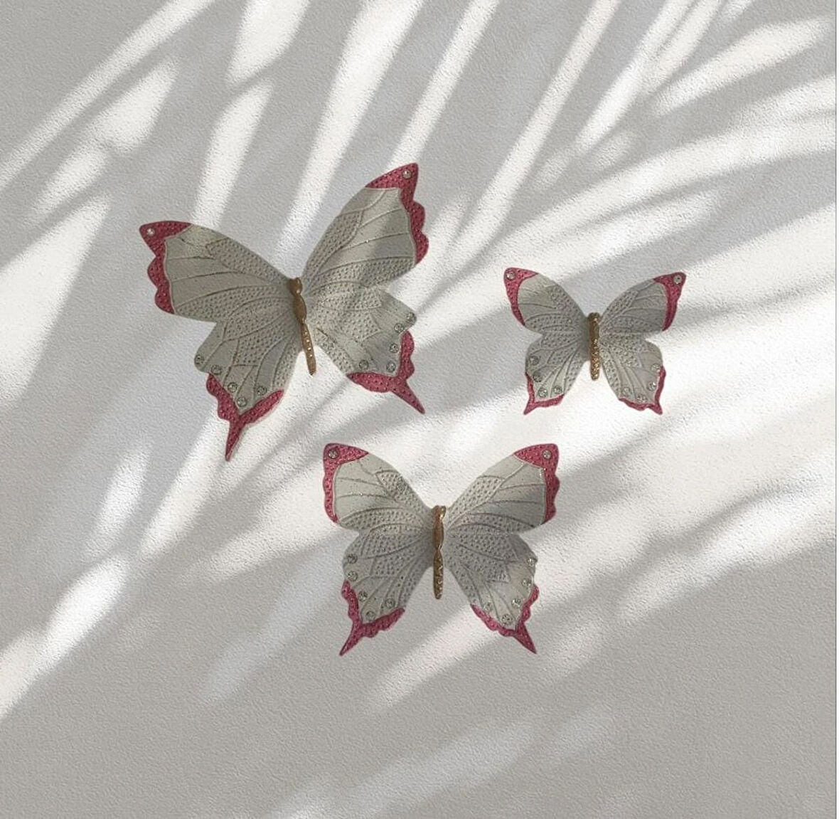 Dekoratif Üçlü Kelebek Duvar Süsü Ev Dekoru