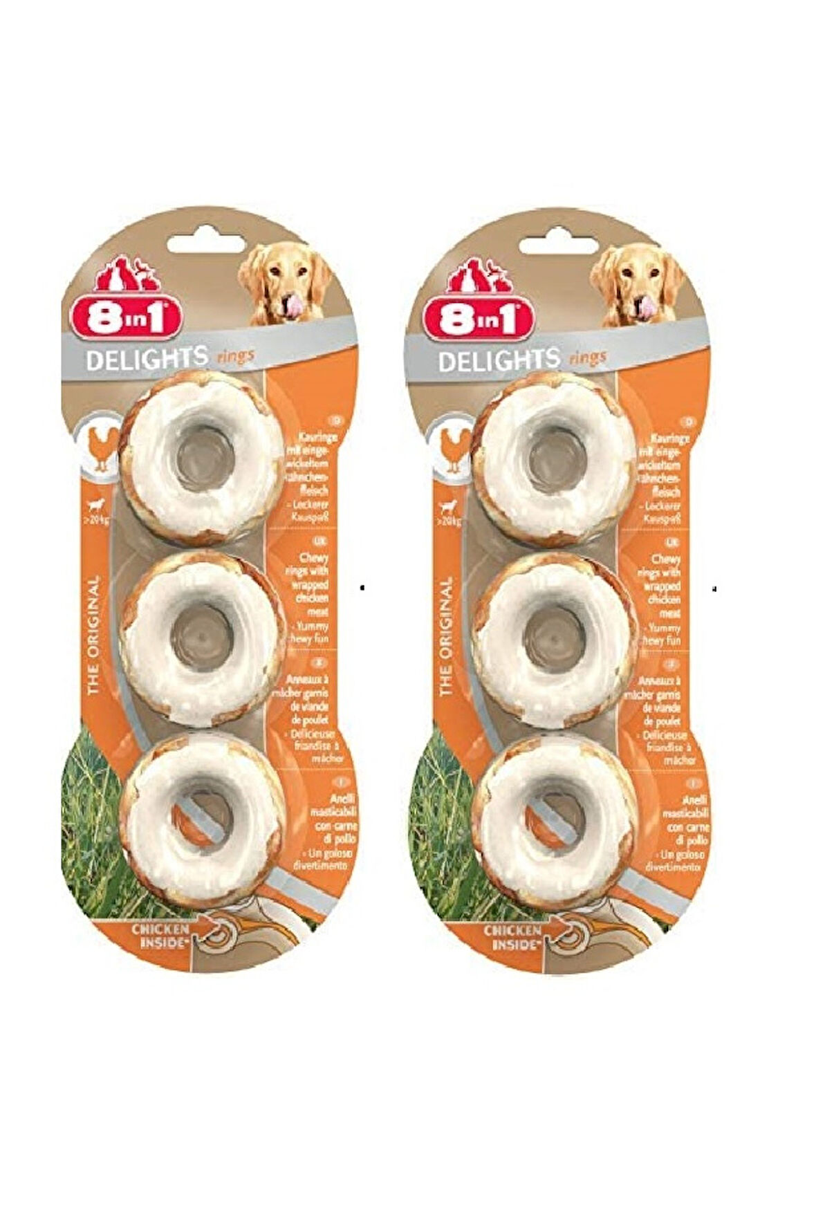 8in1 Delight Bones 3'lü Rings Tavuklu Köpek Ödülü x 2 Adet