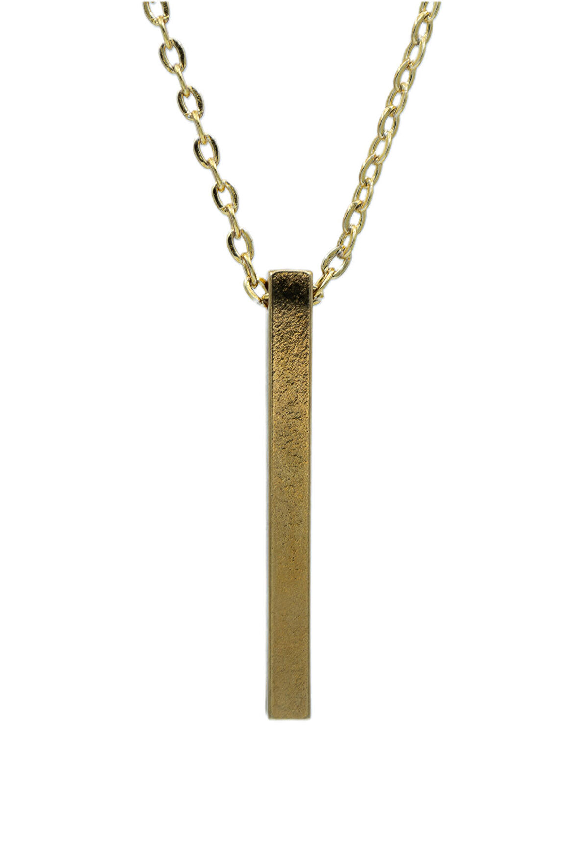 Çubuk Kolye - Gold Renk Zincir Kolye - Gümüş Kaplama - Erkek Kadın Kolye - Kod:1608