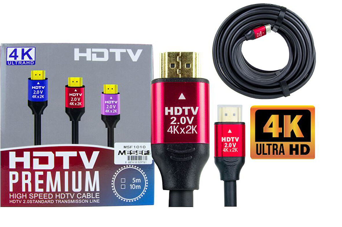 MSF 1010 Mesef Kutulu 1. Kalite 4K HDMI Kablo 10 MT;Class