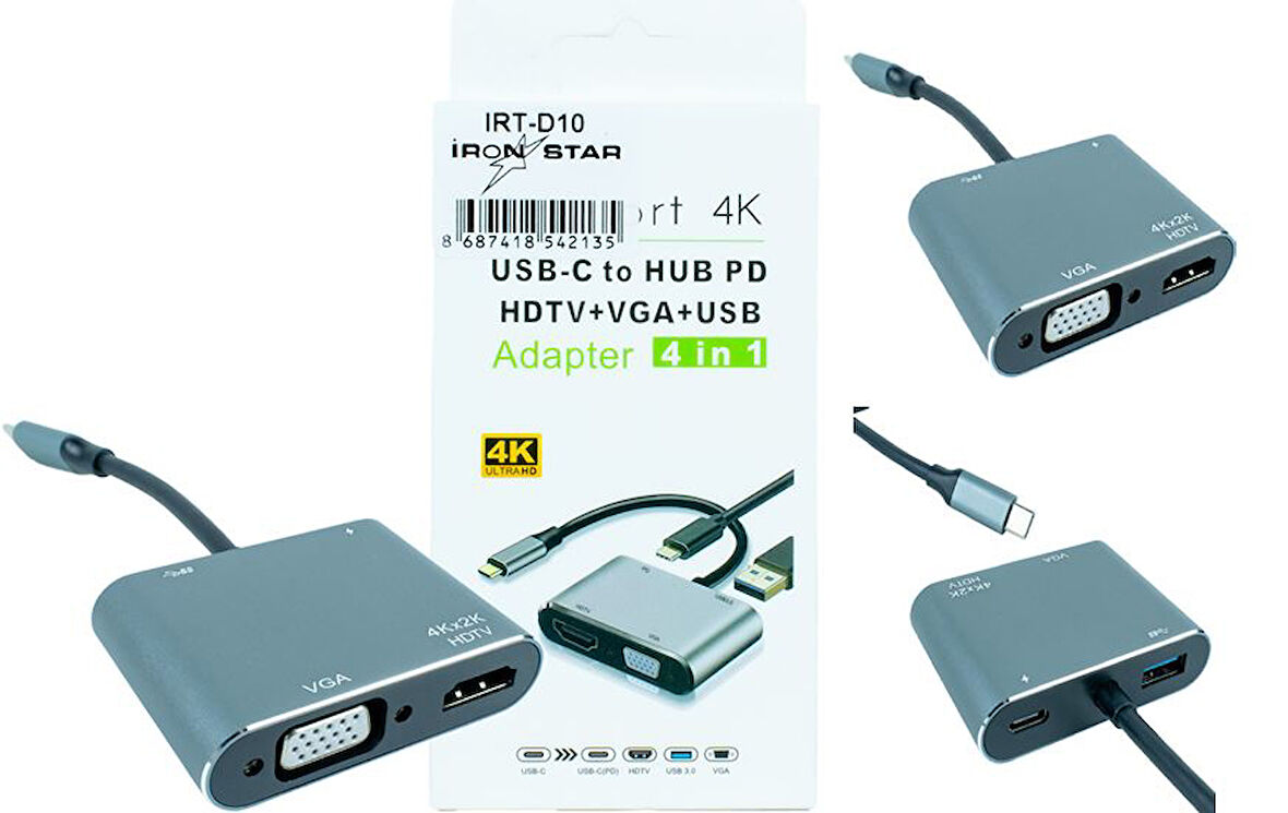 IRT-D10 TYPE-C TO HDMI + VGA + USB + TYPE-C;Class