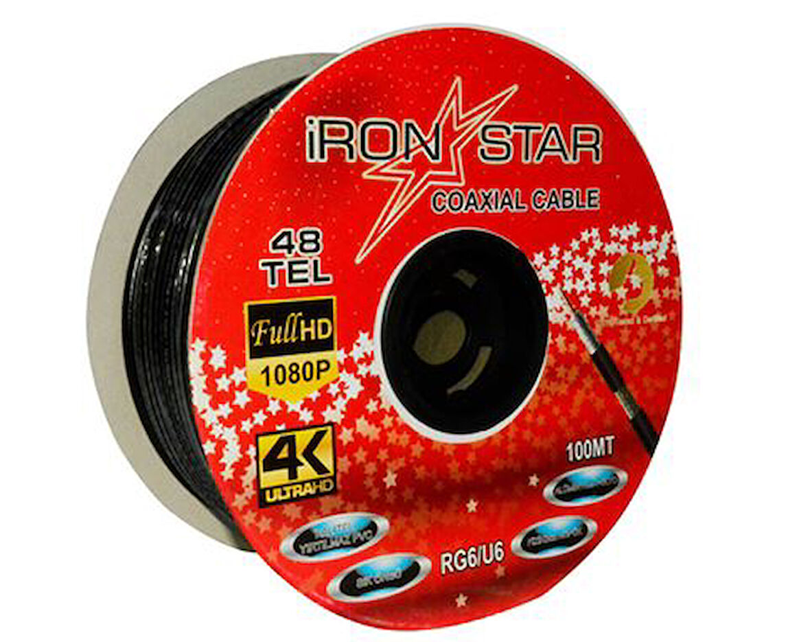 TOPKABLO B IRONSTAR RG6-U4 48 TEL SİYAH ANTEN KABLOSU 100 MT;Class