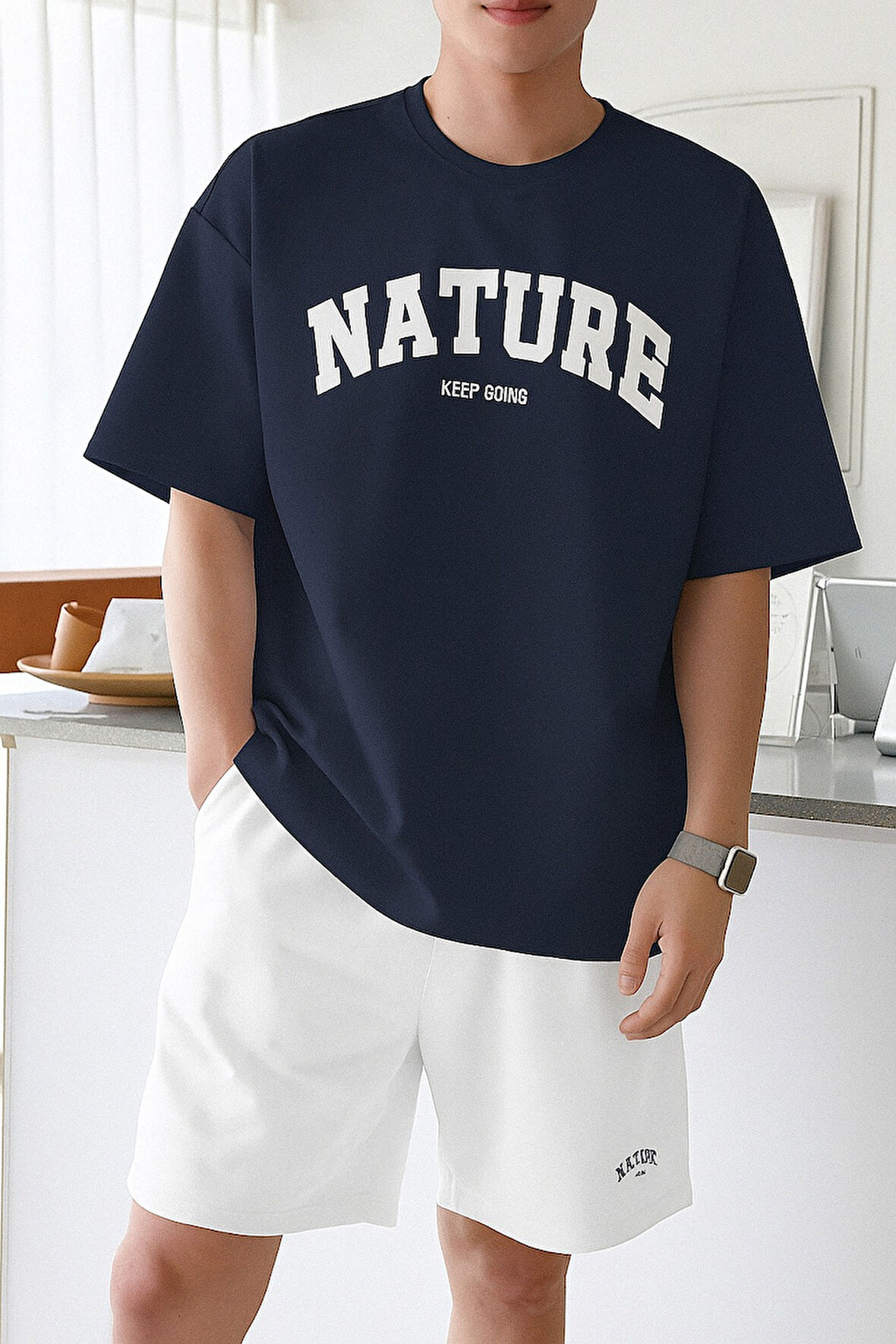 Erkek Tişört Baskılı Oversize T-shirt Pamuklu Tişört NATURE-OVERSİZE