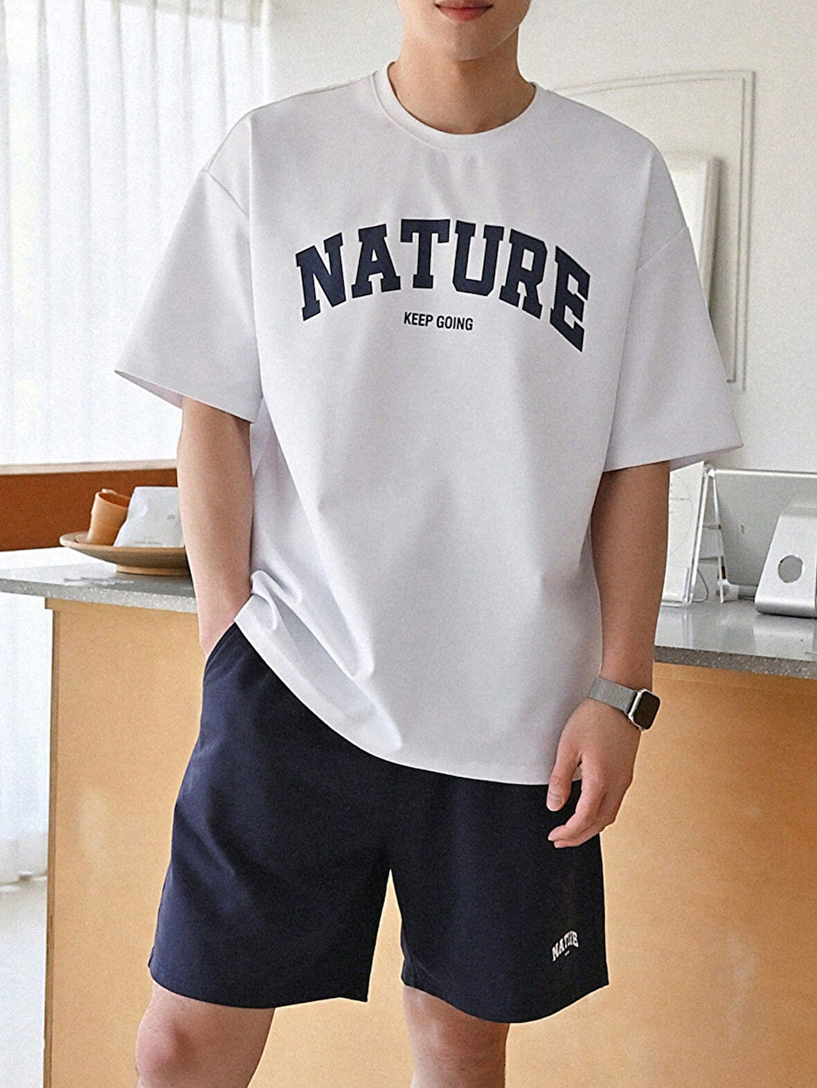 Erkek Tişört Baskılı Oversize T-shirt Pamuklu Tişört NATURE-OVERSİZE