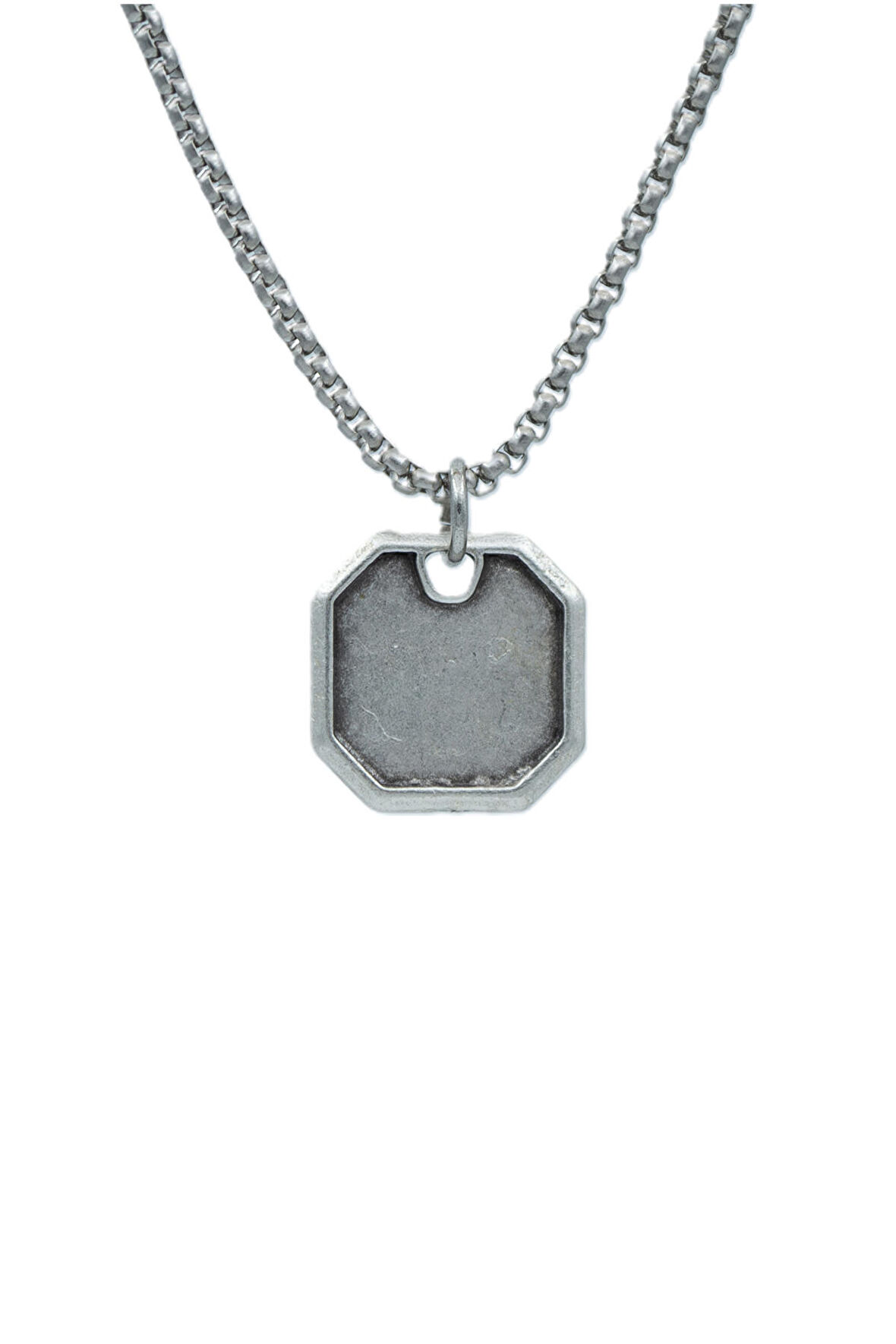 Geometrik Örme Zincir Kolye - Gümüş Kaplama - Erkek Kadın Kolye - No:1587