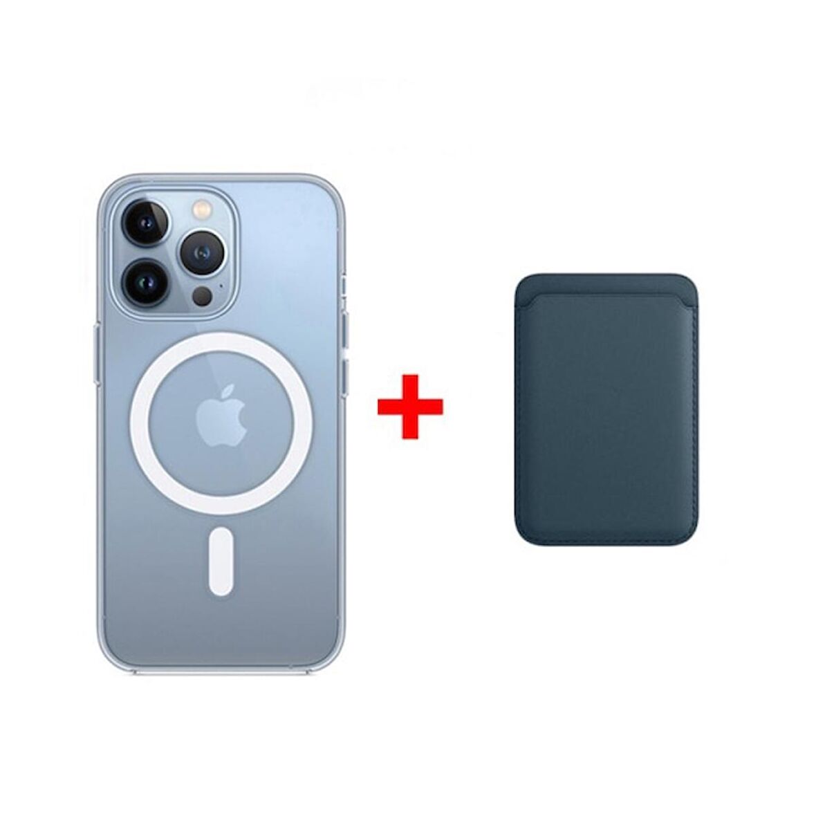 Smcase iPhone 13 Pro Kılıf Manyetik Kristal Wiriless Destekli Sert Kapak Silikon  Manyetik Kartlıklı Kılıf