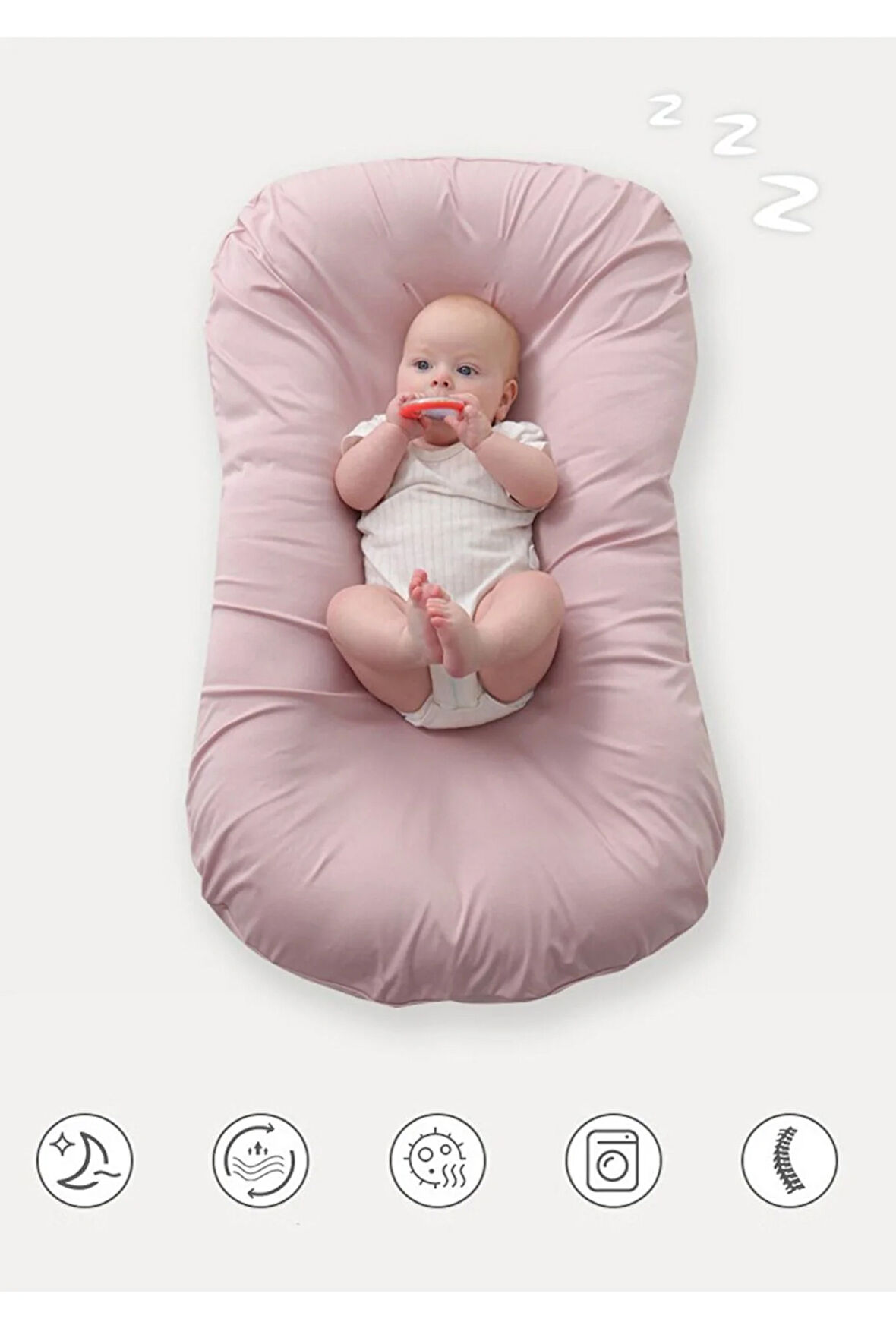 Pudra Puffy Babynest Lüx Baby Nest 70x55 Cm Anne Yanı Bebek Yatağı