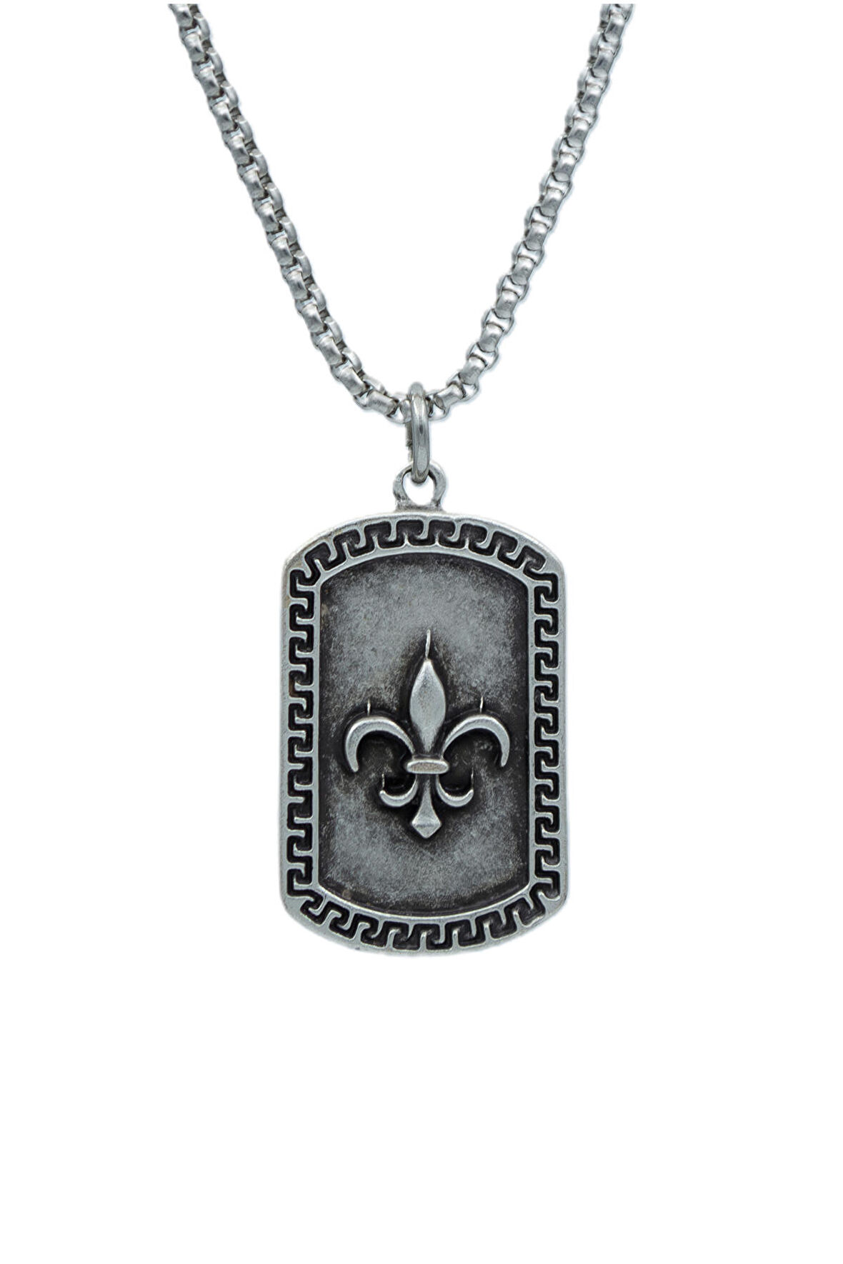 Fleur-de-lis - Zambak Künye Örme Zincir Kolye - Gümüş Kaplama - Erkek Kadın Kolye - No:1588