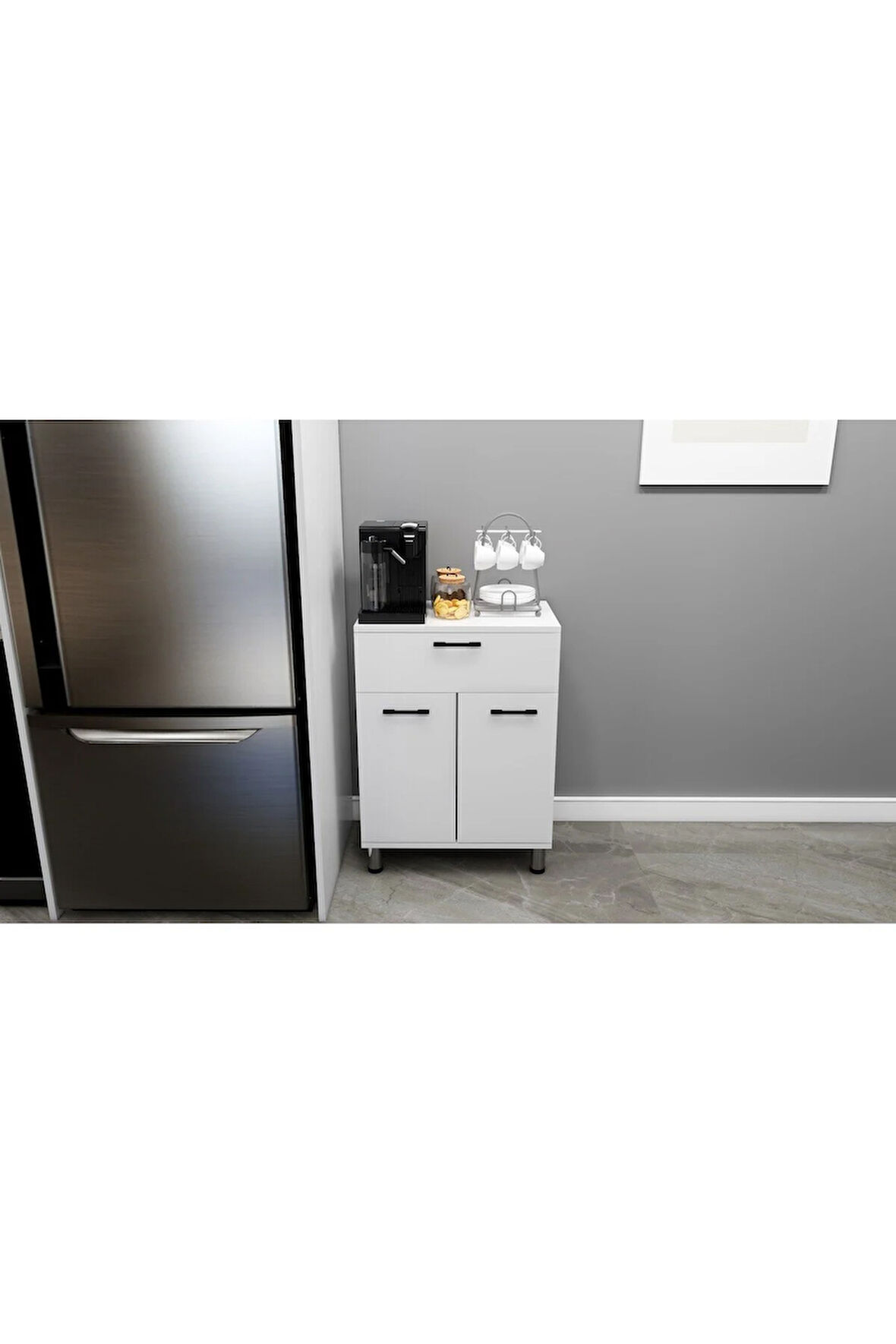 2 Kapaklı Tek Çekmeceli Çok Amaçlı Dolap