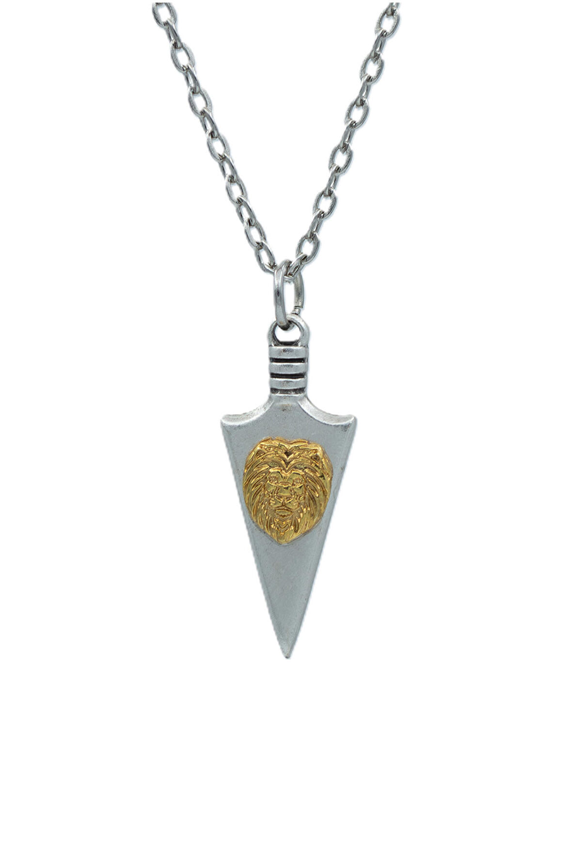 Ok Ucu Aslan Figürlü  Zincir Kolye - Gümüş Kaplama - Erkek Kadın Kolye - Kod:1601