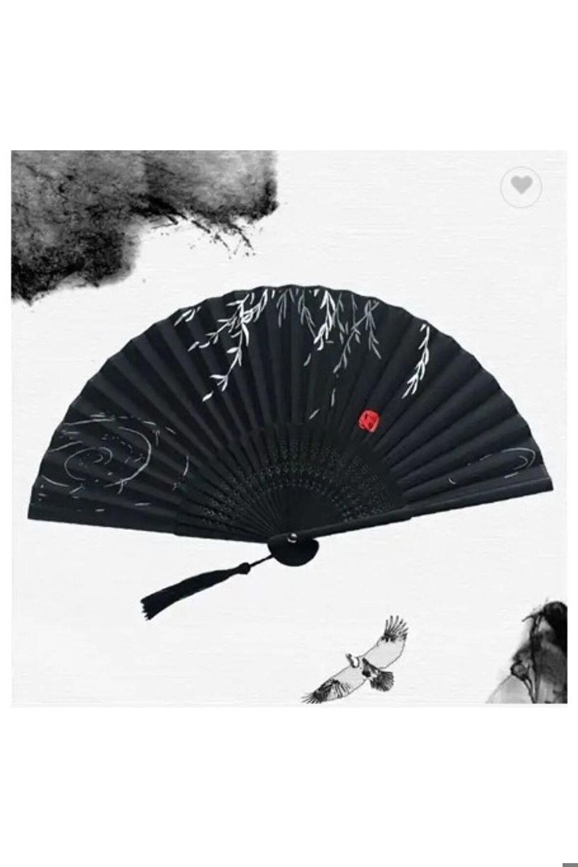 - Yelpaze Siyah Özel Hediye Kutusu Ile Bambu Şık Japon Lüks Özel Tasarım