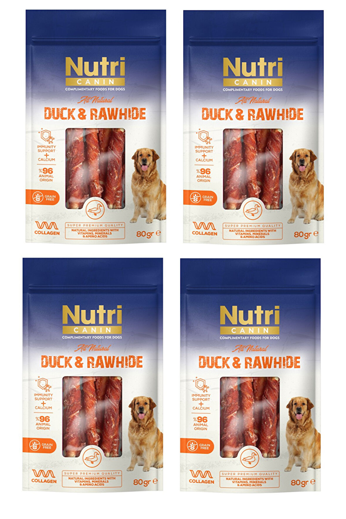Nutri Canin Rawhide Ördekli Köpek Ödülü 80 Gr. X 4 Adet