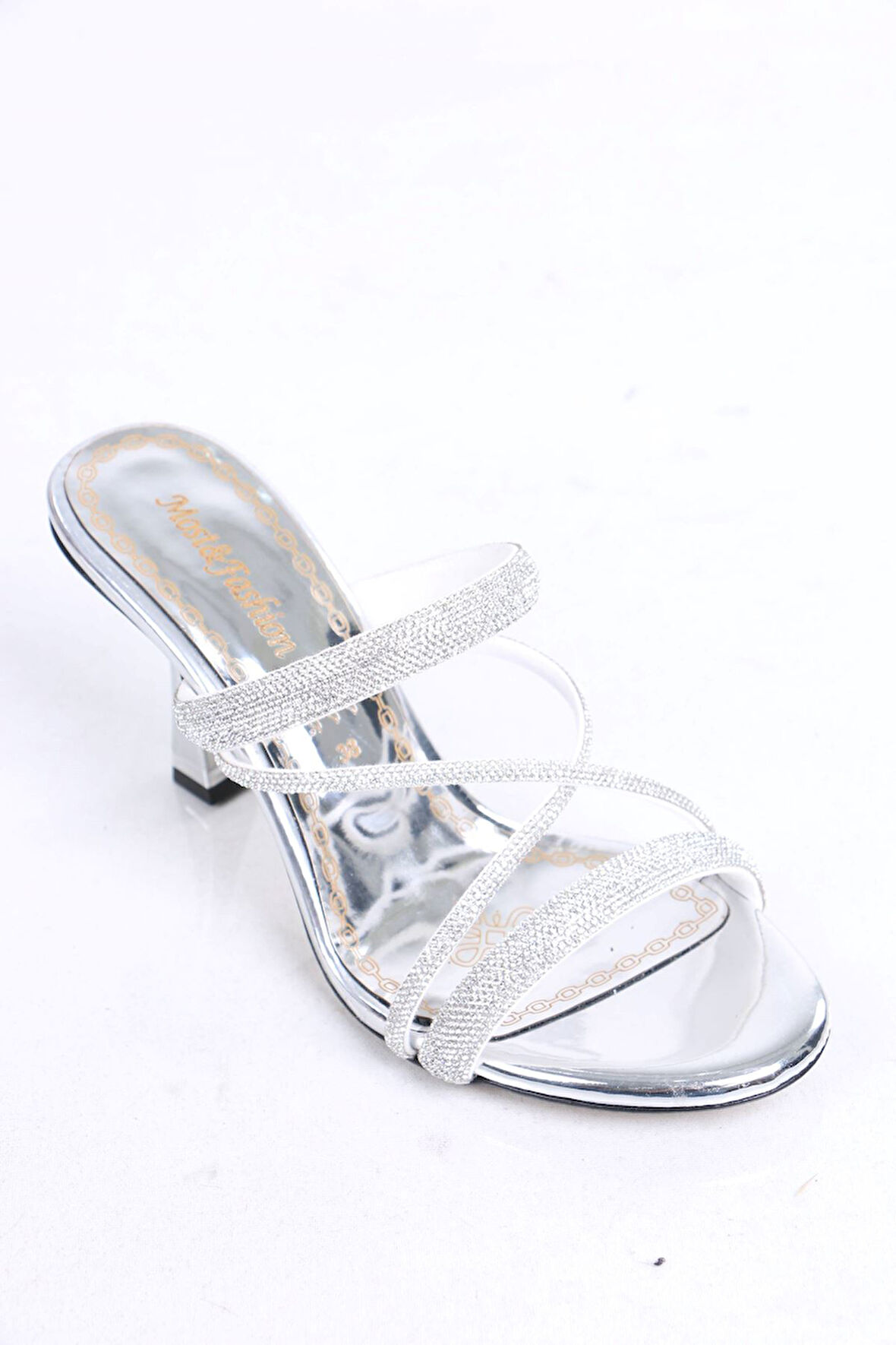 Galvin Gümüş Taşlı Topuklu Kadın Terlik