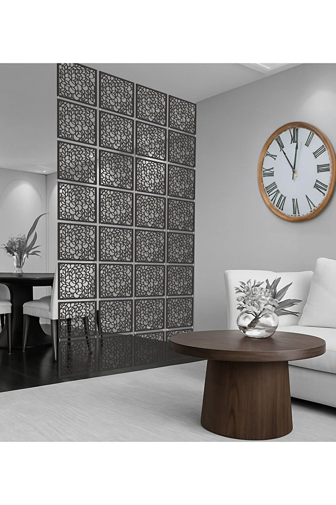 Halkalar Rastgele Lazer Kesim Paravan, Ahşap Seperatör, Panel Levha Seti Dekorasyon Oda Bölücü Desen