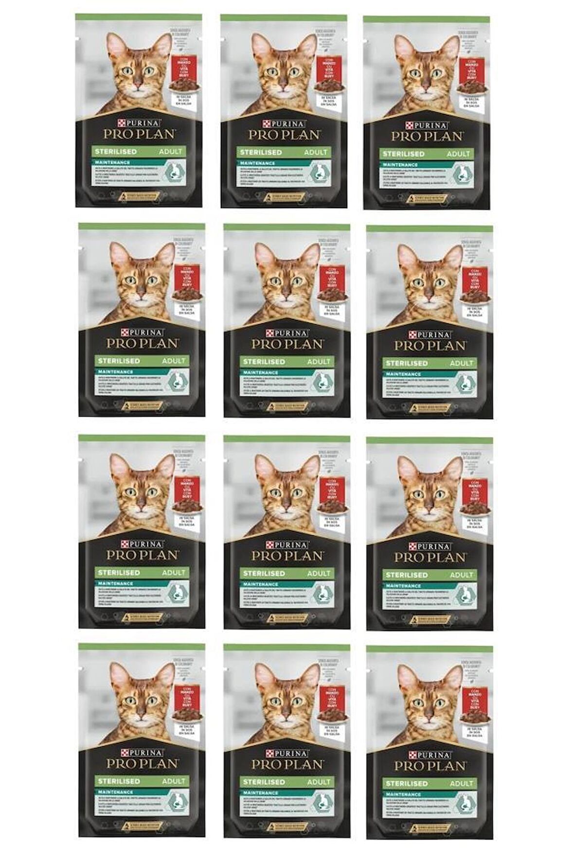 Pro Plan Pouch Sterilised Sığır Etli Yetişkin Kedi Maması 85 G - 12 Adet