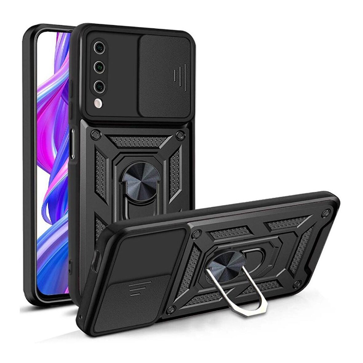 Smcase VİVO Y20s Kılıf Kamera Korumalı Yüzüklü Tank Pars Silikon