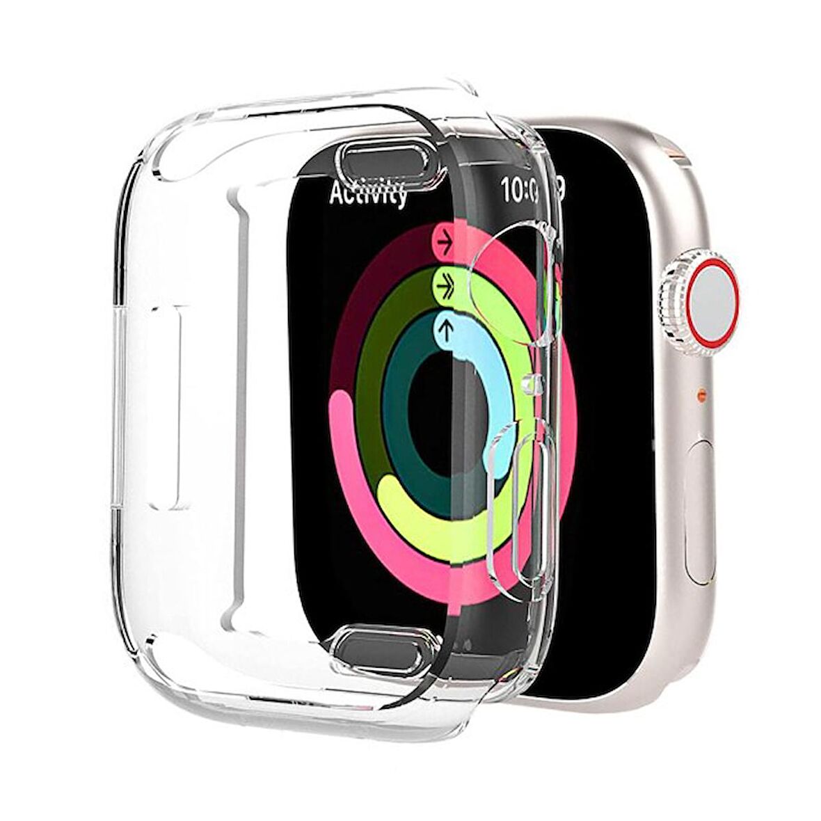 Smcase Apple Watch Uyumlu 41mm Tam Kapatan Şeffaf Silikon Ekran Koruyucu 