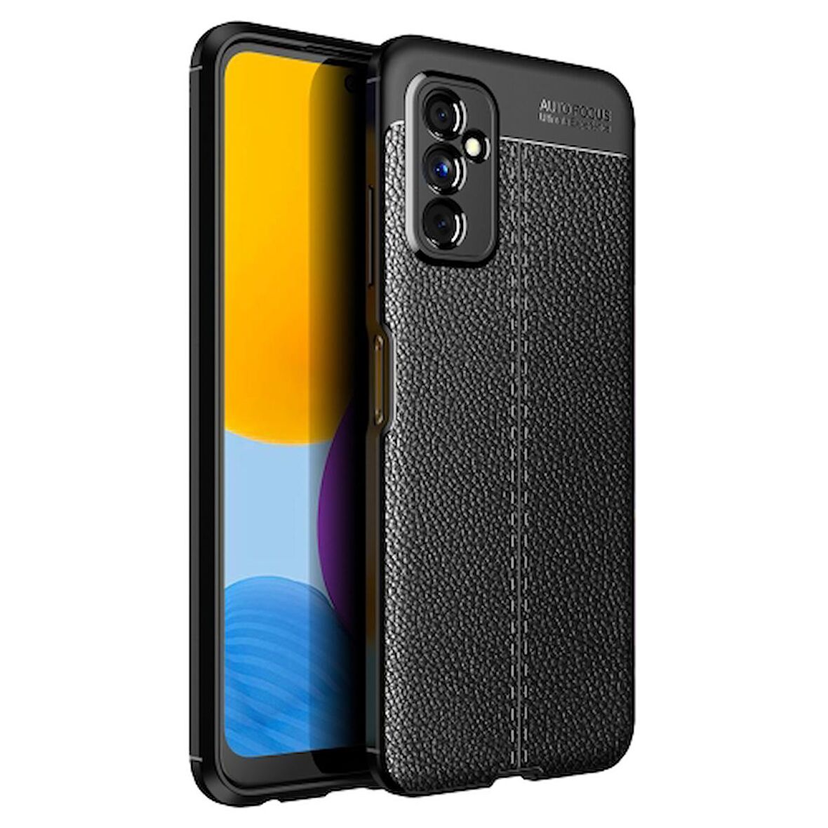 Smcase Samsung Galaxy M52 5G Kılıf Kamera Korumalı Deri Dokulu Silikon