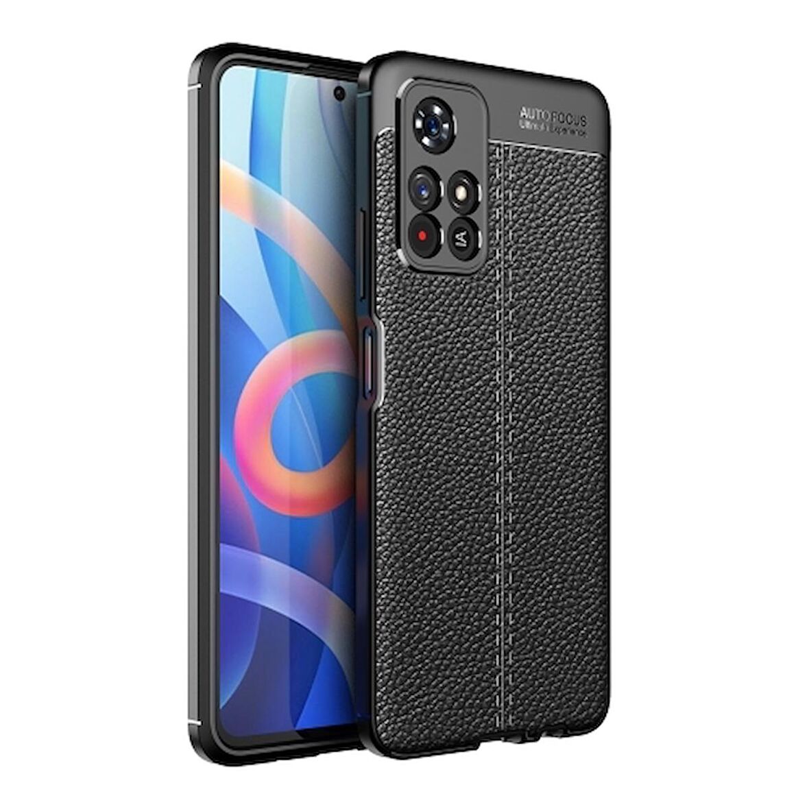 Smcase Xiaomi Poco M4 Pro 5G Kılıf Kamera Korumalı Deri Dokulu Silikon
