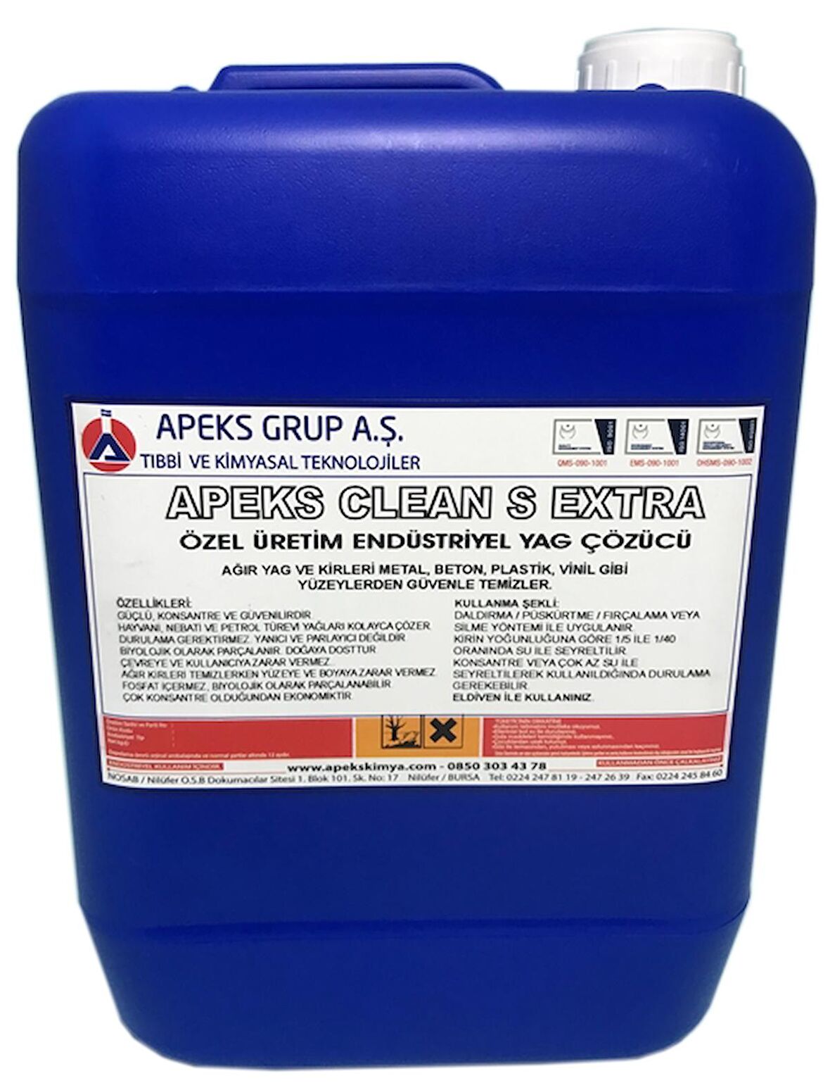 APEKS CLEAN S EXTRA Çok Amaçlı Güçlü Endüstriyel Yağ Sökücü - 5 Kg