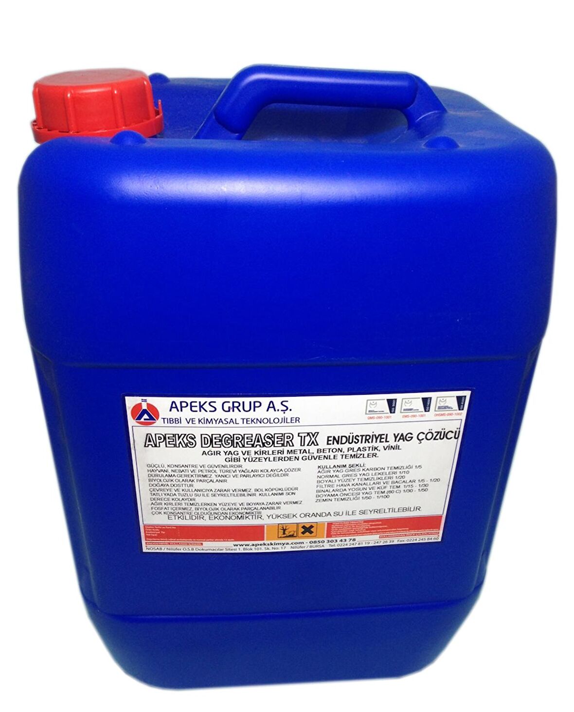 APEKS DEGREASER TX Güçlü Endüstriyel Yağ Alıcı - 30 Kg