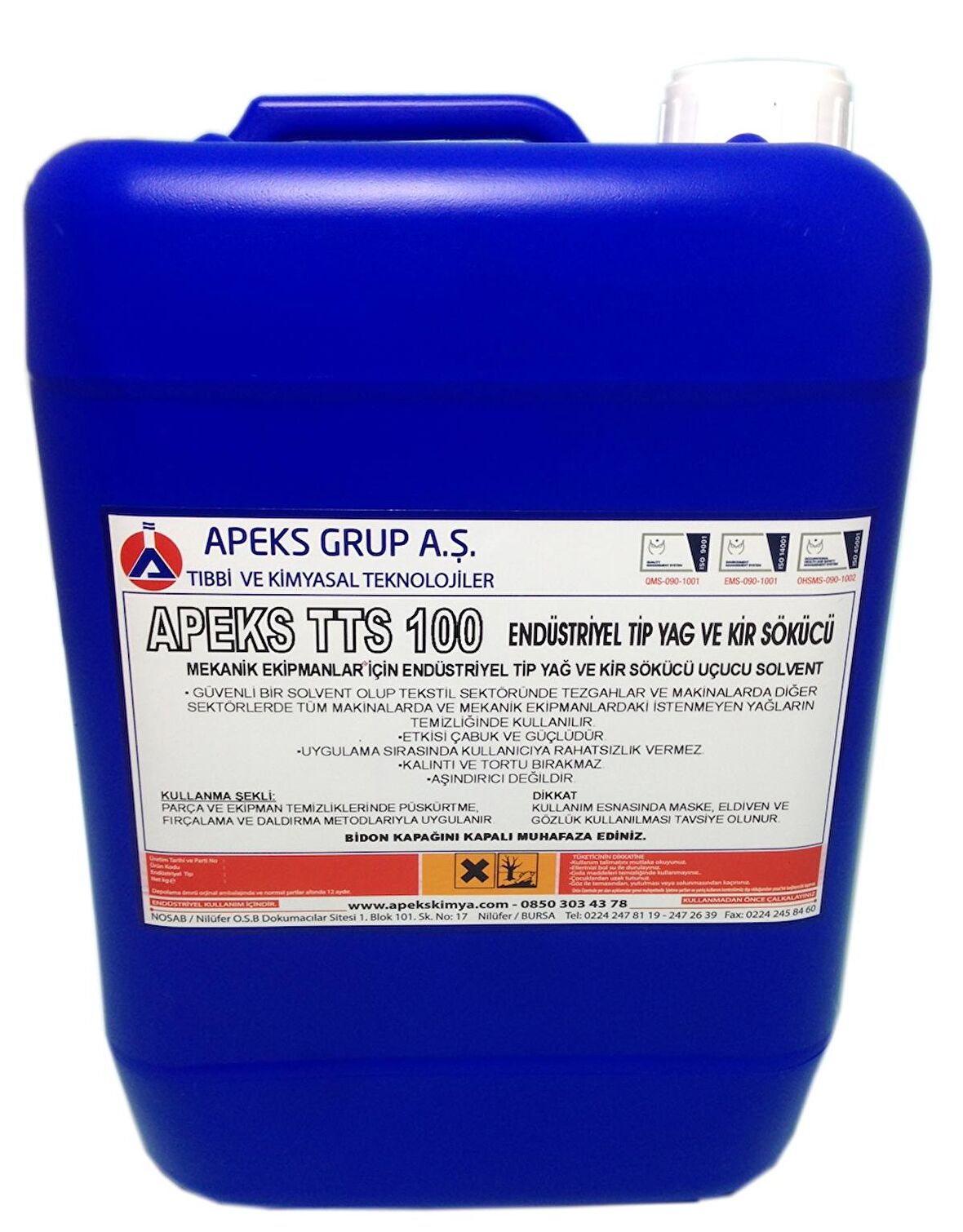 APEKS TTS 100 Hassas Mekanik Ekipman İçin Yağ ve Kir Sökücü - 5 Kg