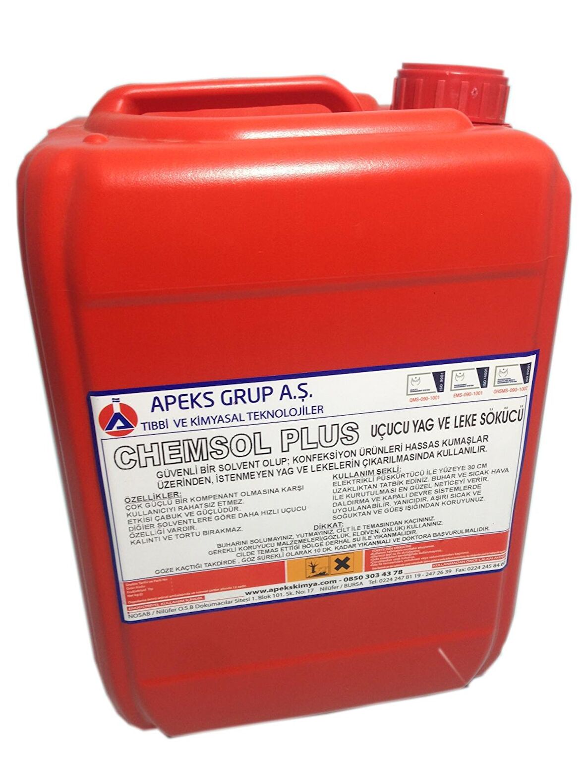 CHEMSOL PLUS Tekstil ve Konfeksiyon İçin Güçlü Yağ ve Leke Sökücü - 5 Kg