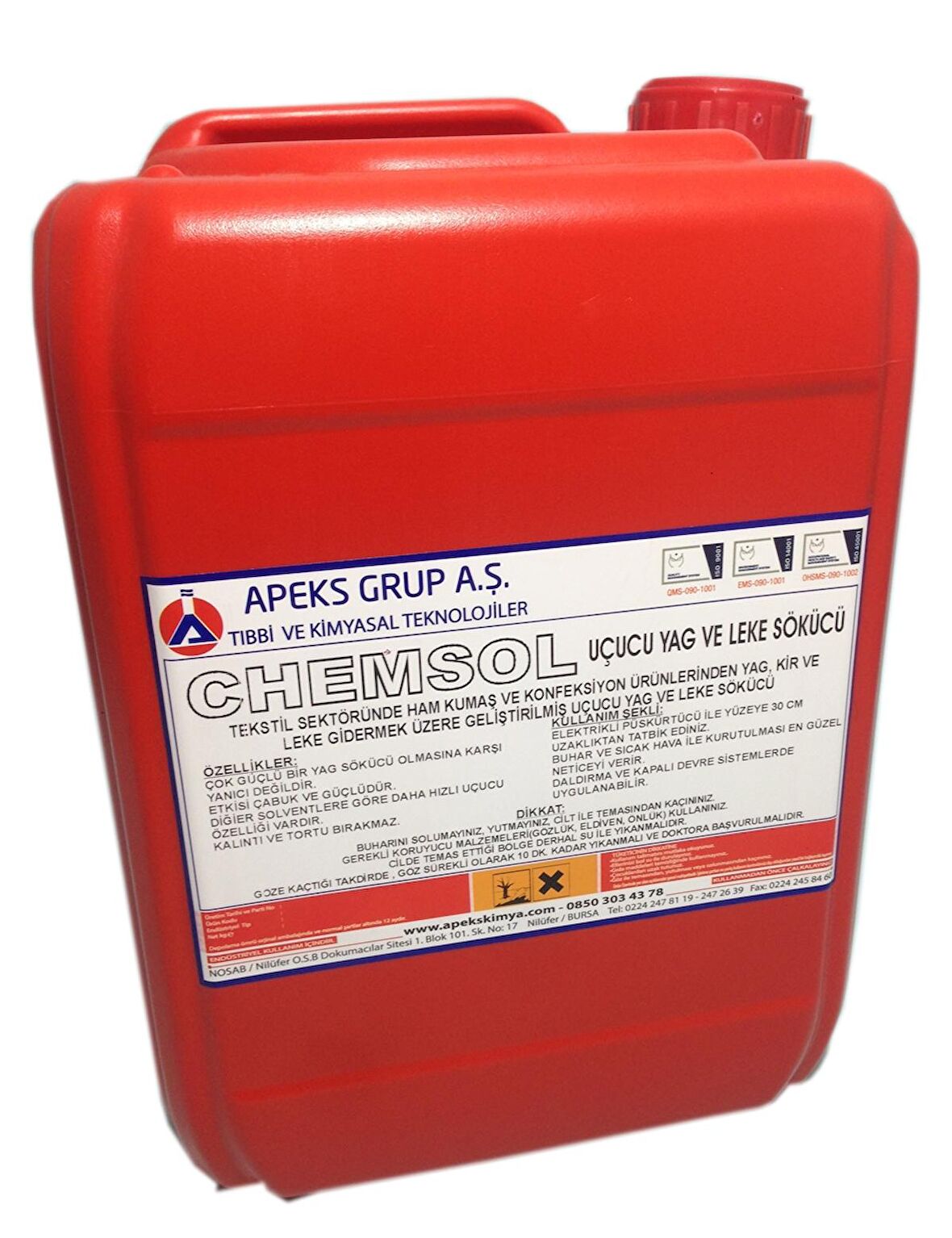 CHEMSOL Uçucu Yağ ve Leke Sökücü Solvent - 5 Kg