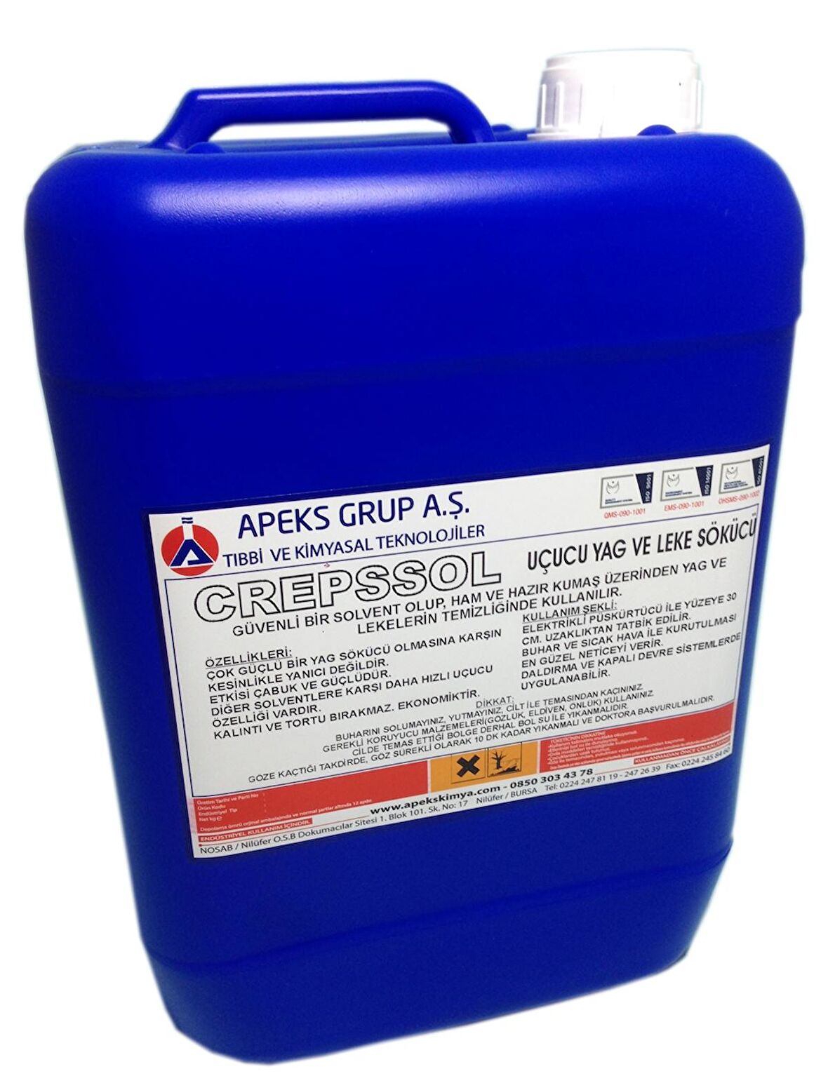 CREPSSOL Ham Kumaş İçin Uçucu, Yağ Sökücü - 5 Kg