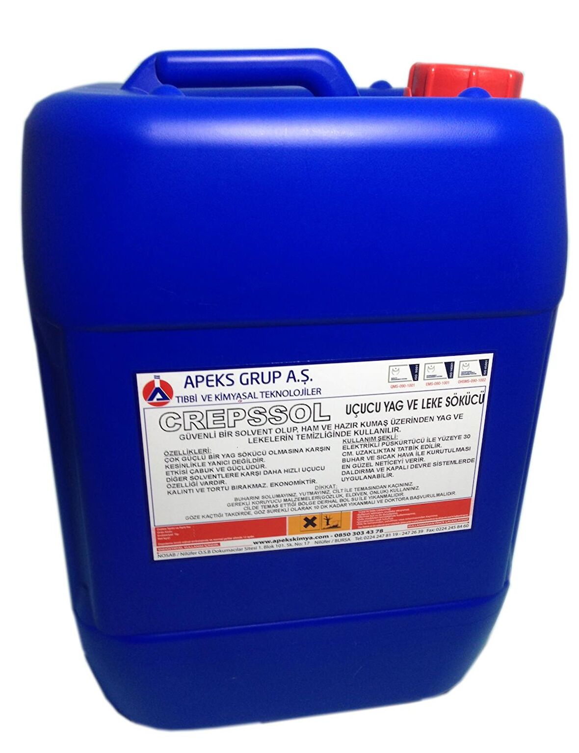 CREPSSOL Ham Kumaş İçin Uçucu, Yağ Sökücü - 30 Kg