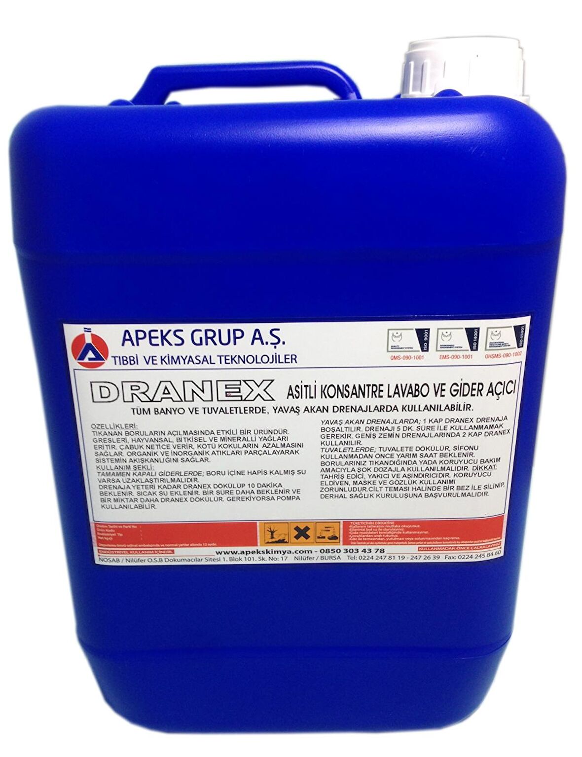 DRANEX Konsantre Asitli Gider Açıcı - 15 Kg