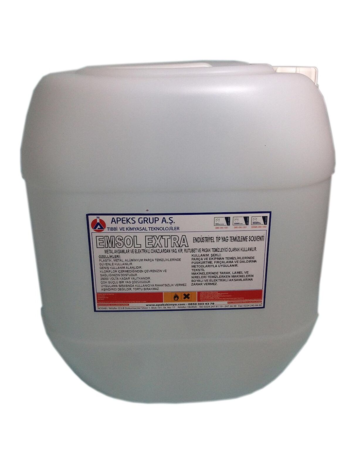 EMSOL EXTRA Hoş Kokulu Endüstriyel Tip Yağ Temizleme Solventi - 30 Kg