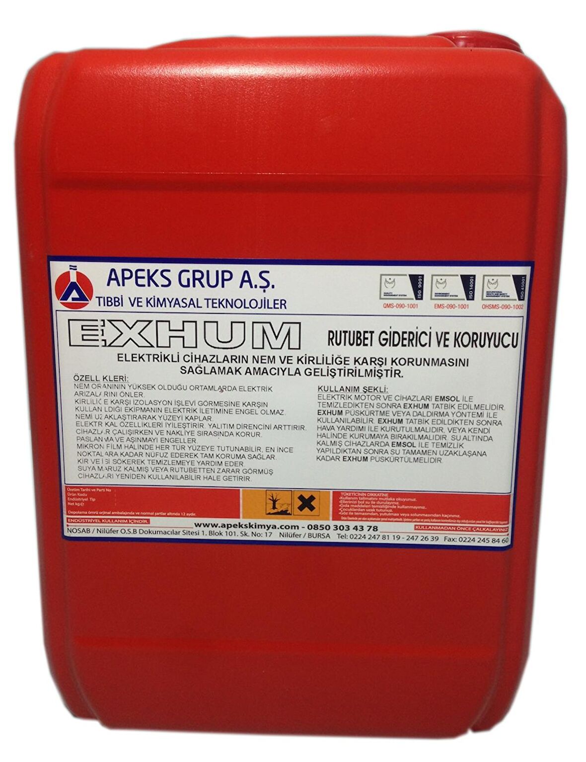 EXHUM Elektrik Aksamları İçin Rutubet Giderici ve Koruyucu - 5 Kg