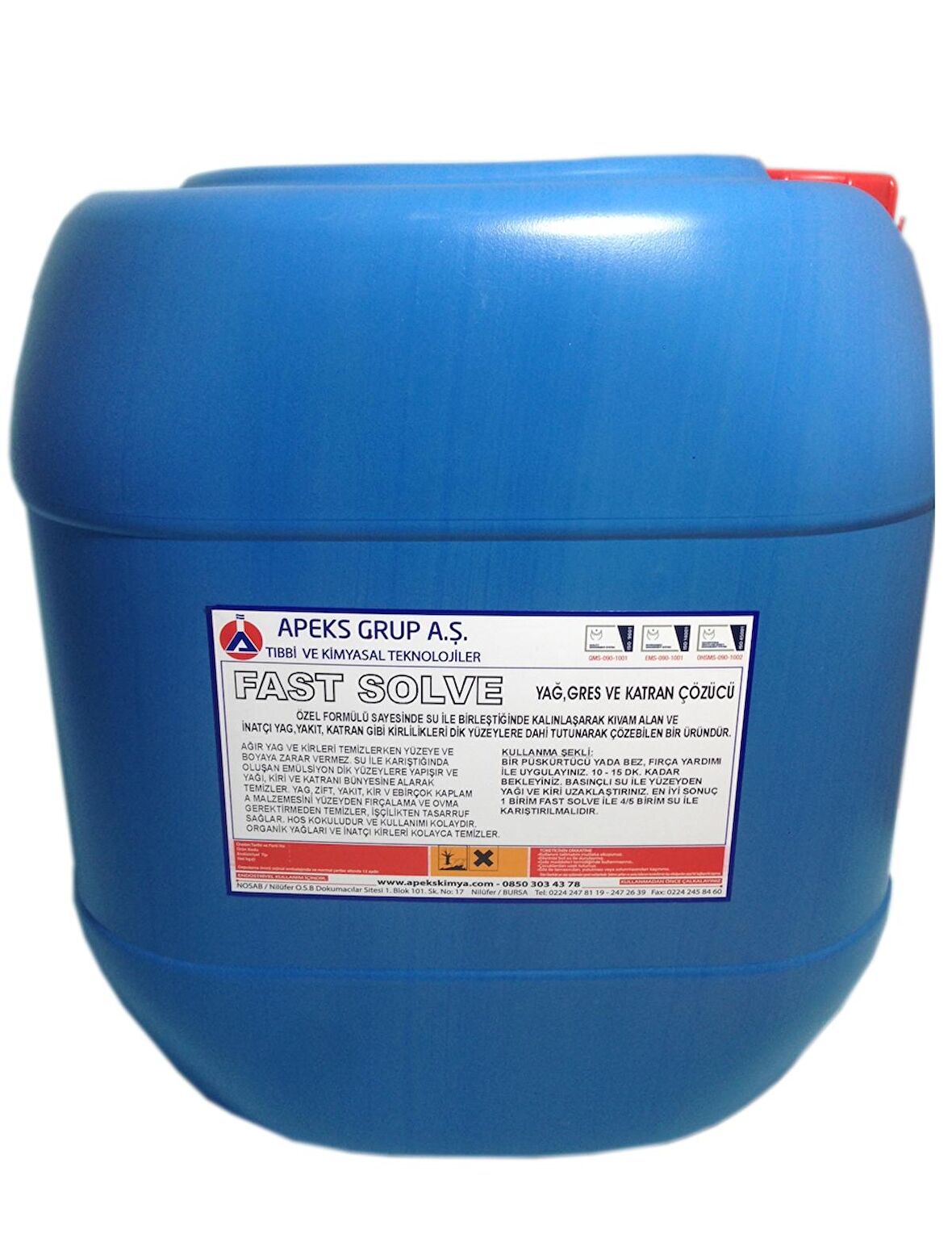 FAST SOLVE Dik Yüzeylere Tutunabilen Yağ, Gres ve Katran Çözücü - 30 Lt
