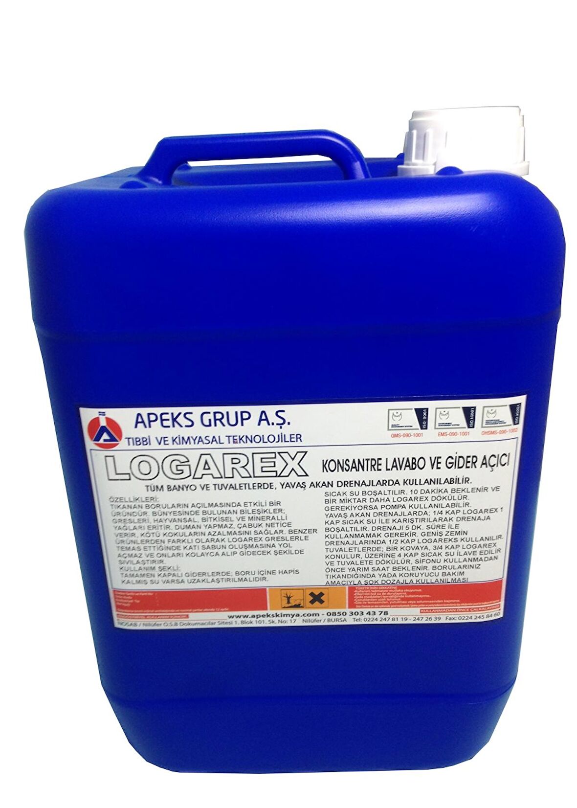 LOGAREX Konsantre Asitsiz Lavabo ve Gider Açıcı - 15 Kg