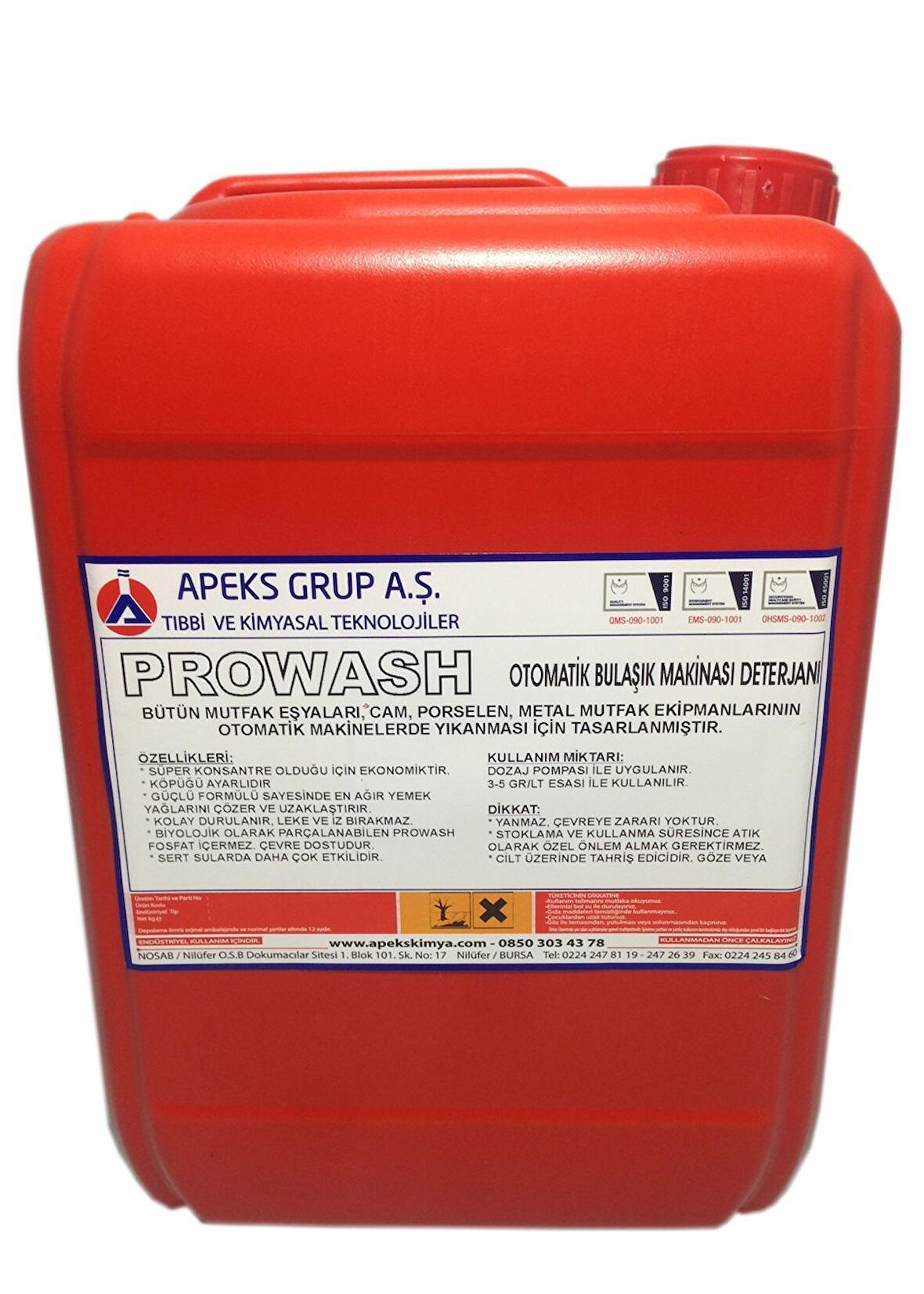 PROWASH Endüstriyel Bulaşık Makinaları İçin Konsantre Deterjan - 5 Kg