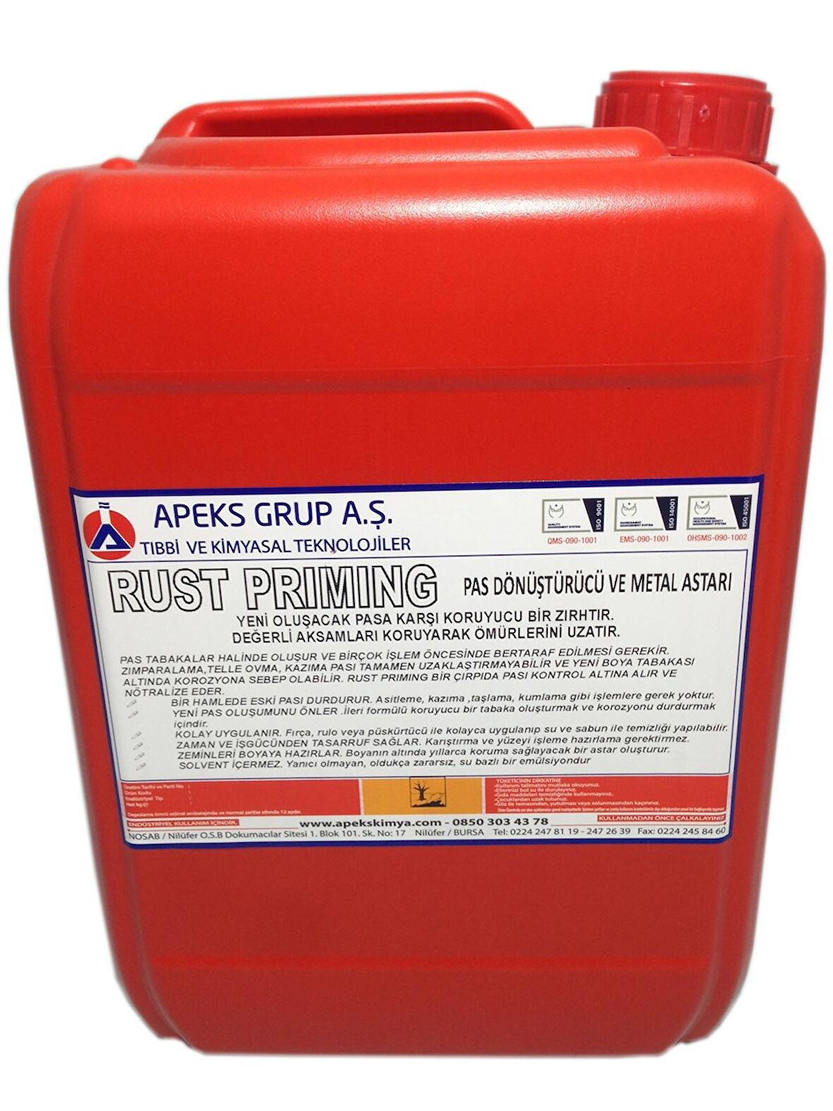 RUST – PRIMING Pas Dönüştürücü Metal Astarı - 10 Kg