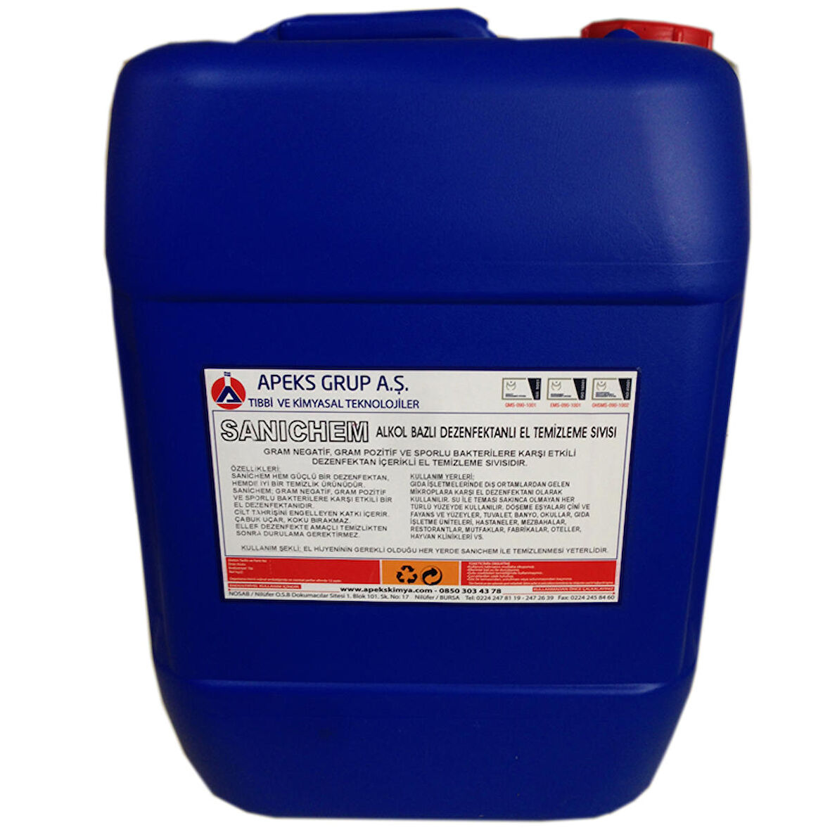 SANICHEM Konsantre Alkol Bazlı El Temizleme Sıvısı - 30 Lt