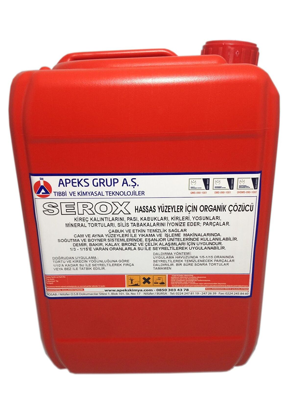 SEROX Hassas Yüzeyler İçin Organik Tortu ve Kireç Çözücü - 5 Kg