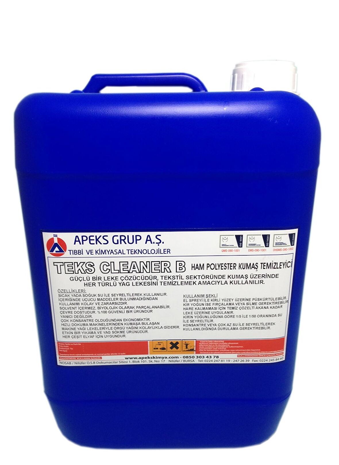 TEKS CLEANER B Ham Polyester Kumaş Temizleyici - 10 Kg