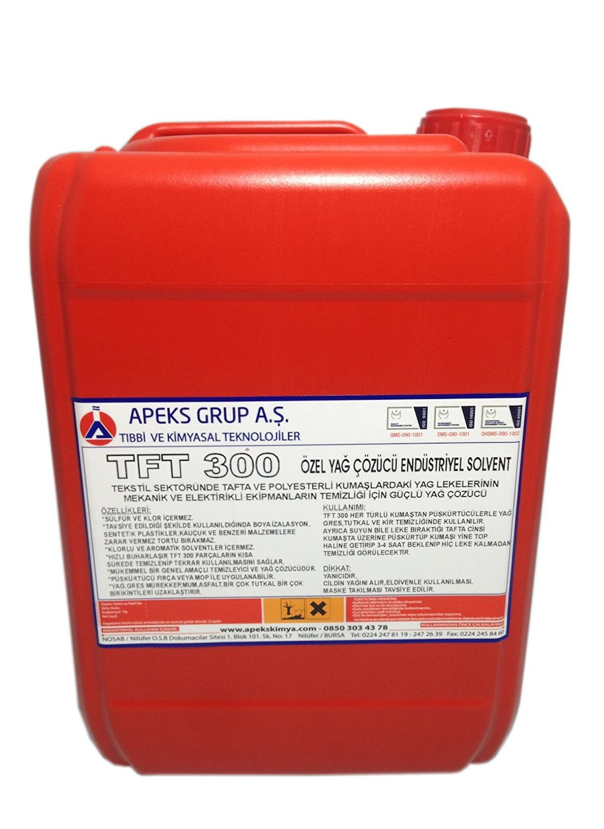 TFT 300 Özel Yağ Çözücü Endüstriyel Solvent - 5 Kg