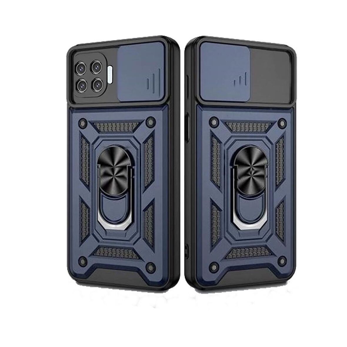 Smcase Oppo Reno4 Lite Kılıf Kamera Korumalı Yüzüklü Tank Pars Silikon