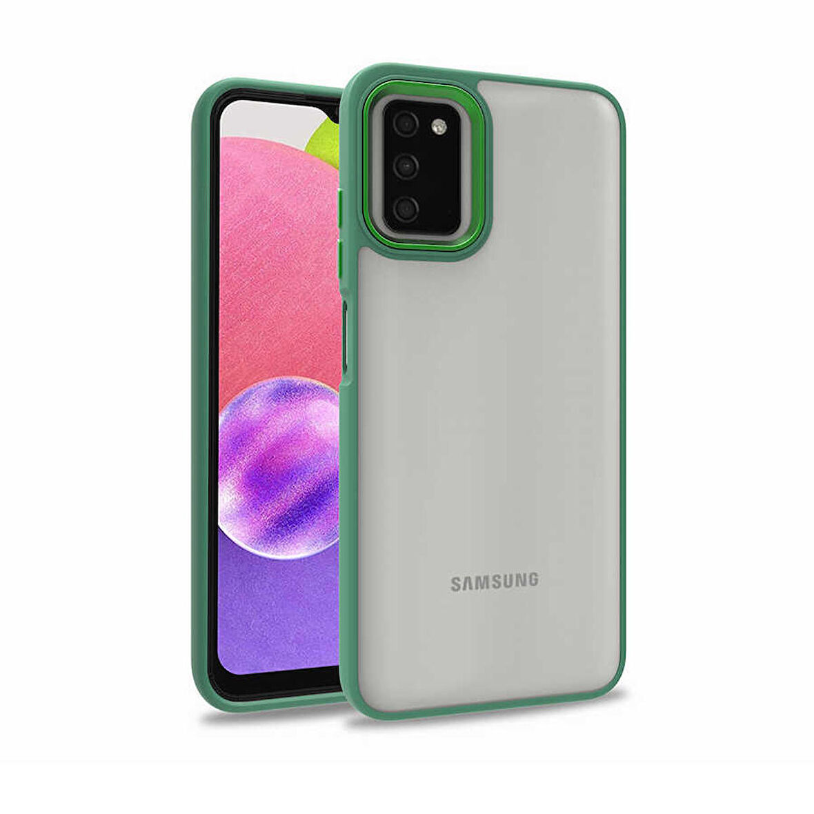 Gpack Samsung Galaxy A03S Flora Sert Silikon Arkası Cam Şeffaf 