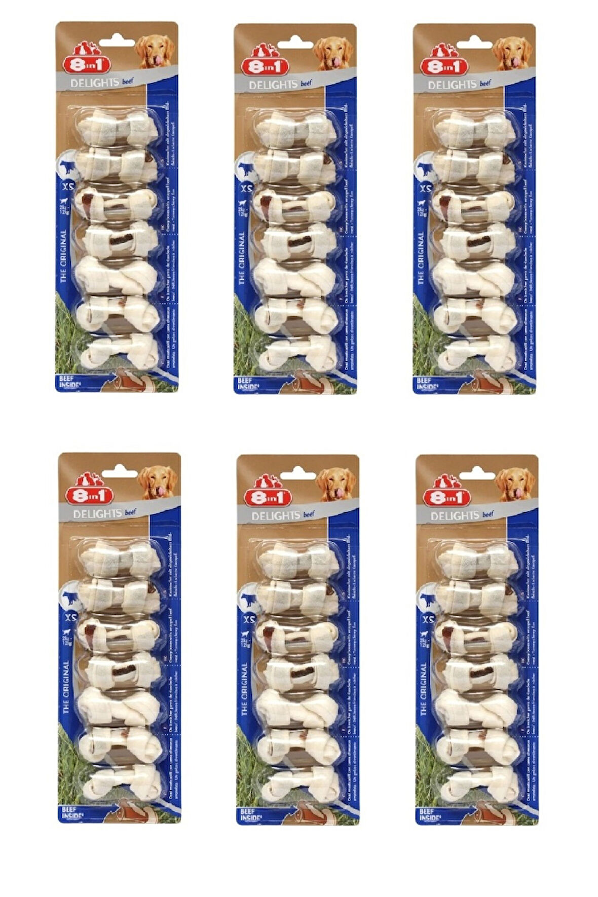 8in1 Delights Bones Biftekli Xs Köpek Ödül Kemiği 7 Li X 6 Adet
