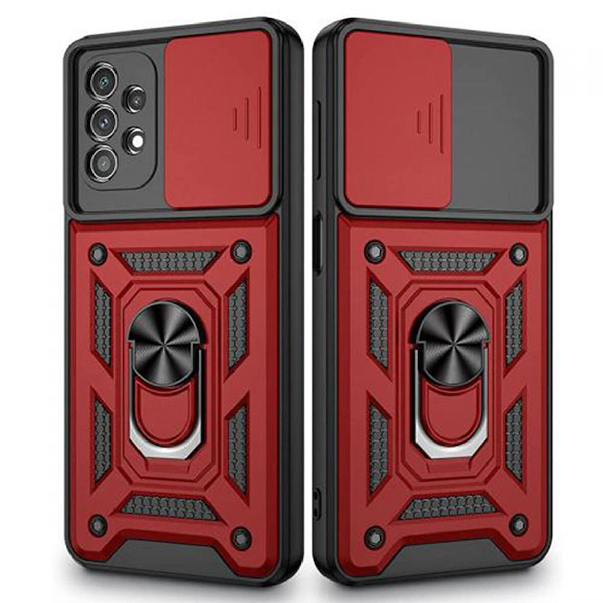 Gpack Samsung Galaxy A23 Kılıf Sert Silikon Tank Aramid Sürgülü Vega Yüzüklü